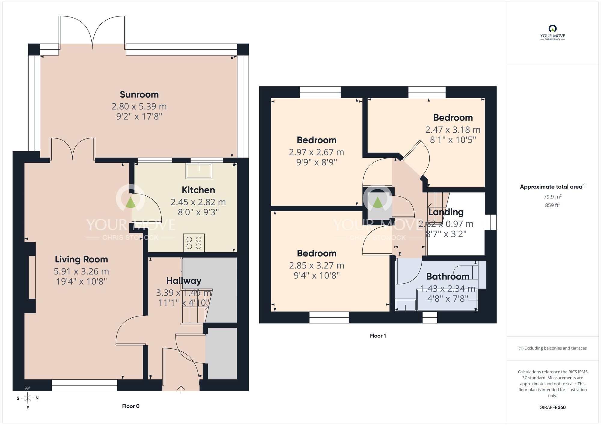 Floorplan of 3 bedroom End Terrace House for sale, Cloverfield, West Allotment, Tyne and Wear, NE27