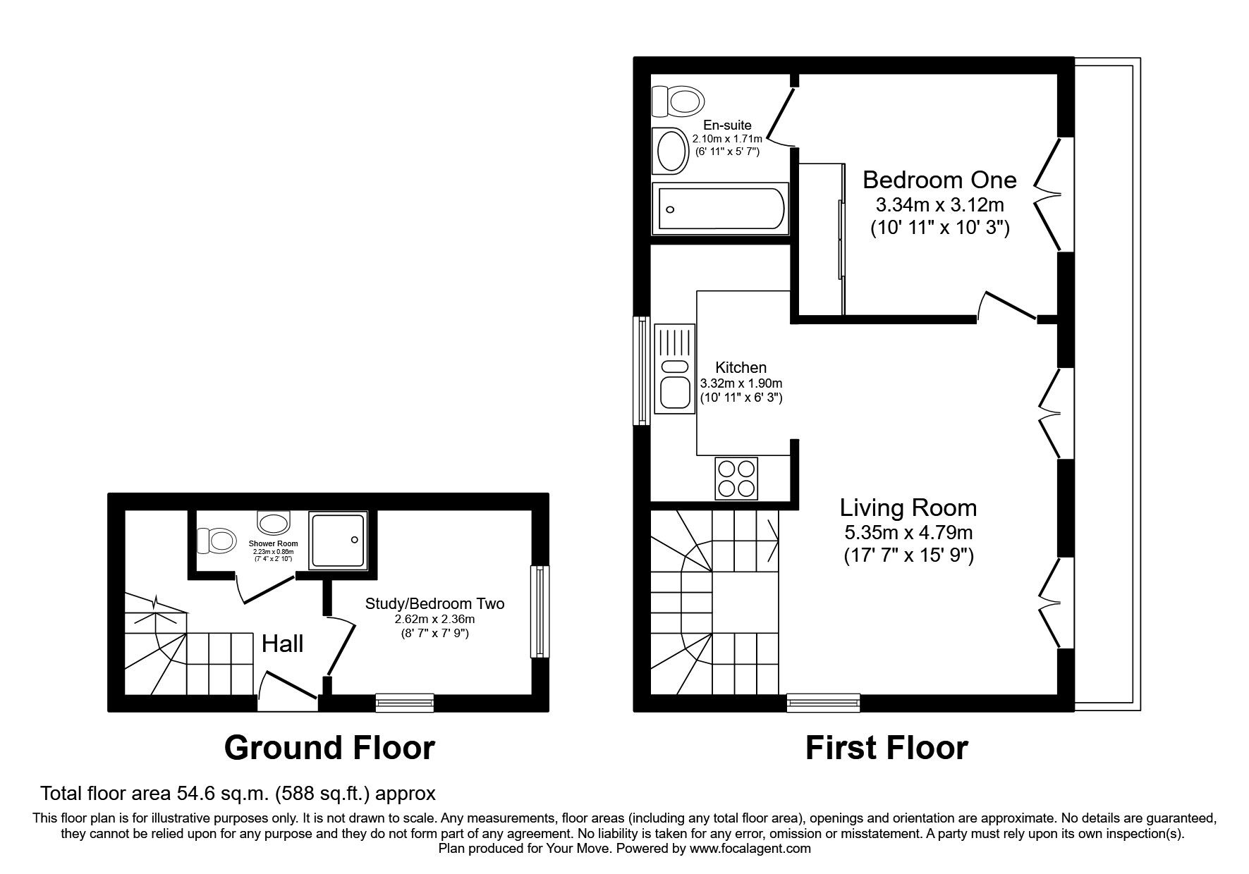 Floorplan of 2 bedroom Flat for sale, Roxburgh Close, Seaton Delaval, Northumberland, NE25