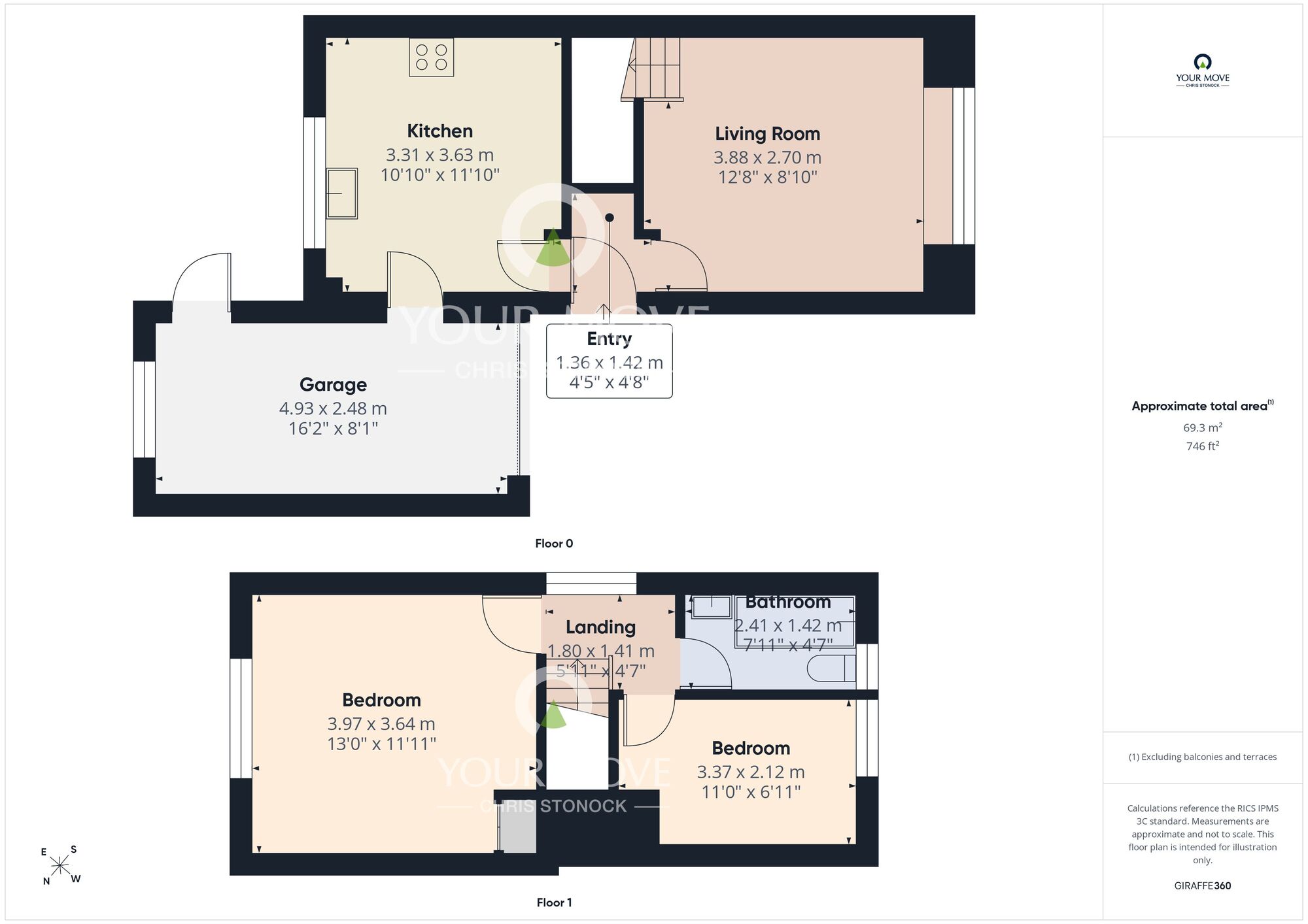 Floorplan of 2 bedroom Semi Detached House for sale, Bradbury Court, New Hartley, Northumberland, NE25