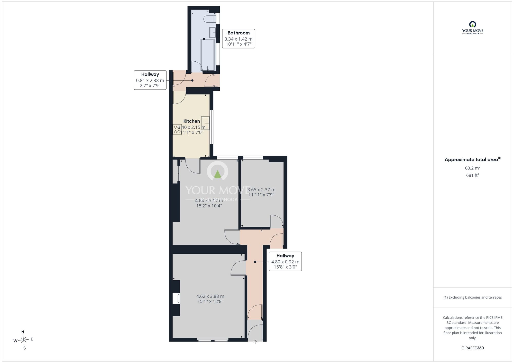 Floorplan of 2 bedroom Flat to rent, St. James Terrace, North Shields, Tyne and Wear, NE29