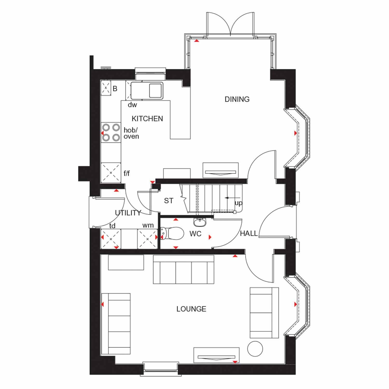 Floorplan of 4 bedroom Detached House for sale, West Meadows Arcot Estate, Beacon Lane, Northumberland, NE23