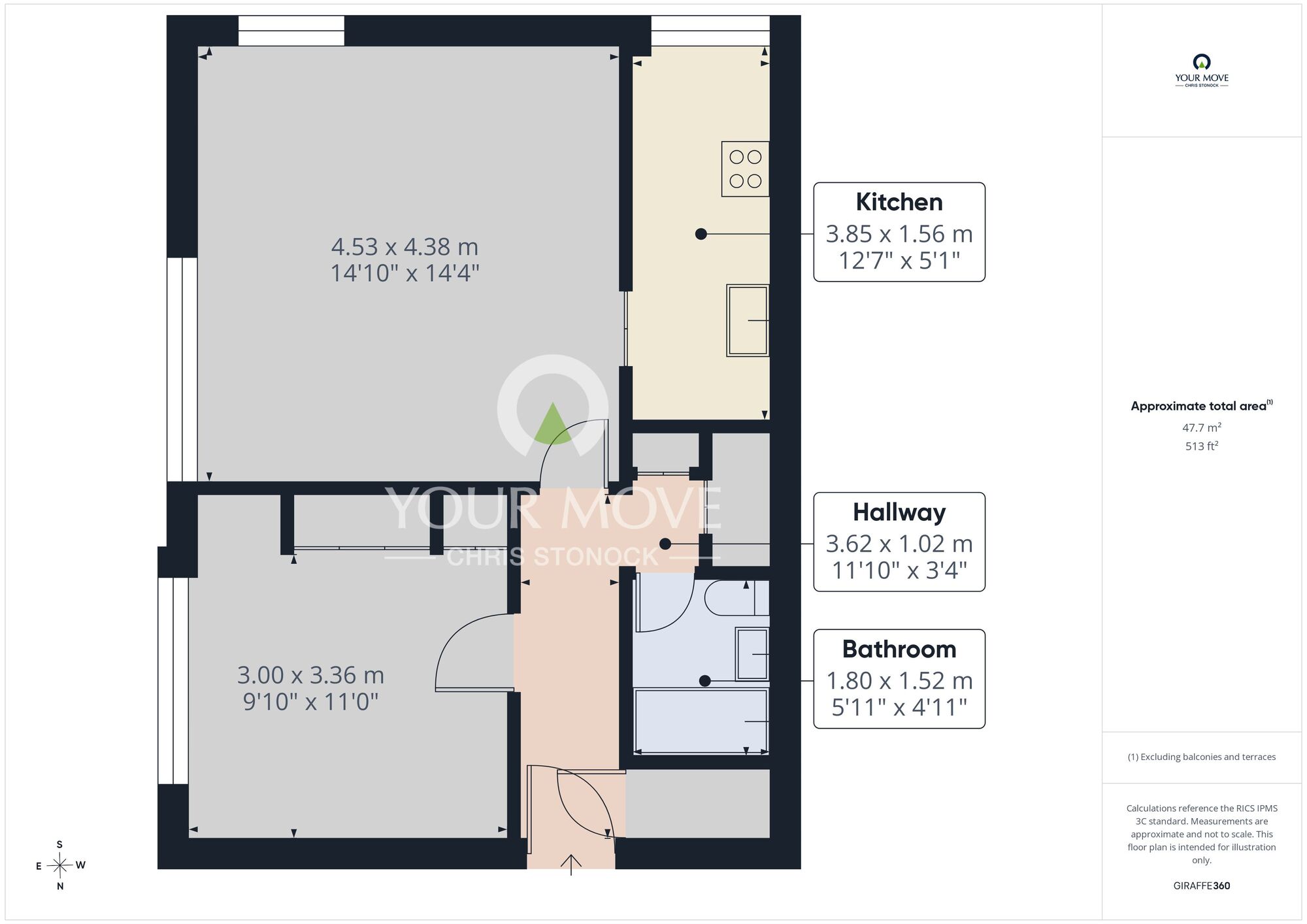 Floorplan of 1 bedroom Flat to rent, Claremont Court, Whitley Bay, Tyne and Wear, NE26