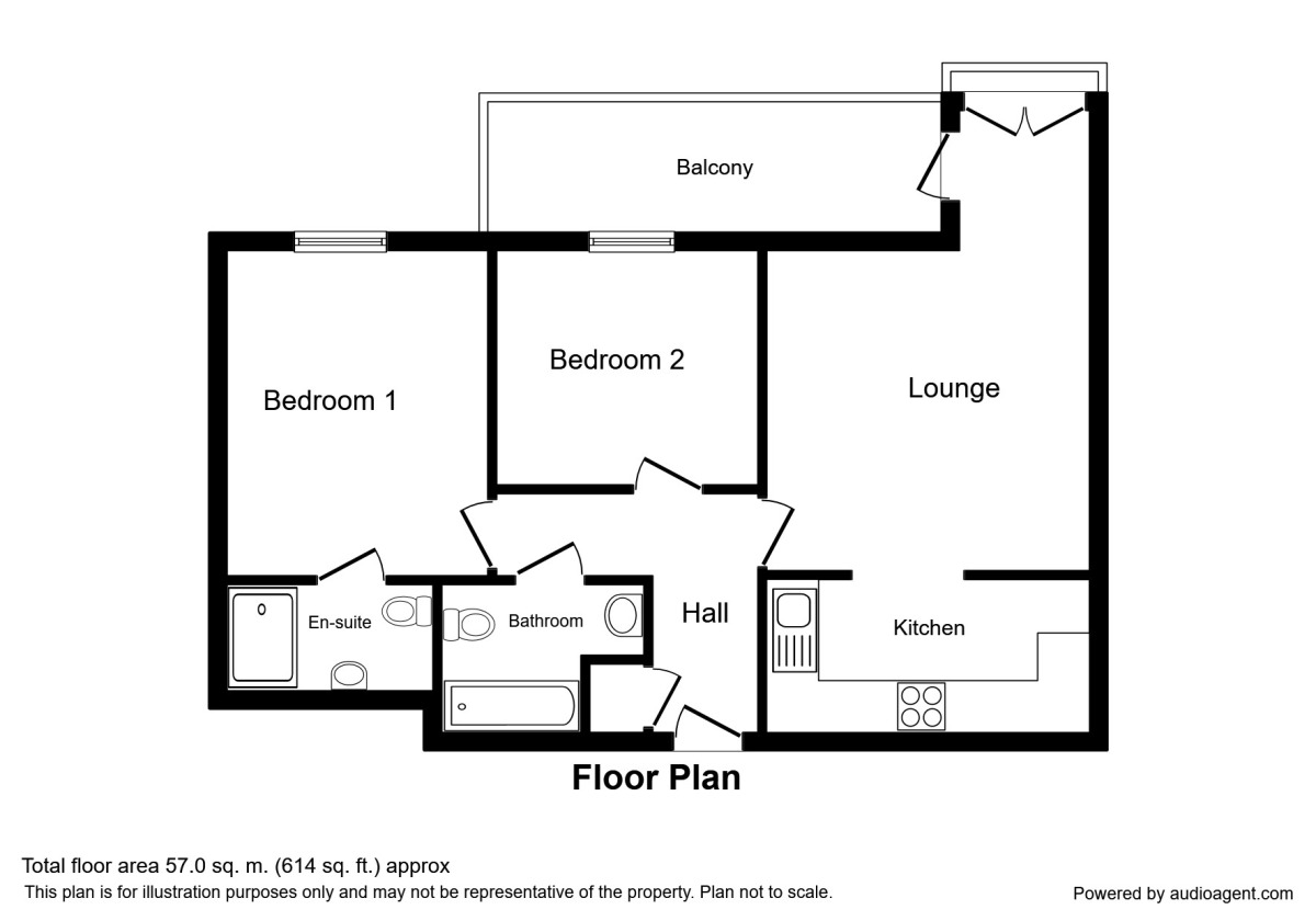 Floorplan of 2 bedroom  Flat to rent, Kingfisher Court, Dunston, Tyne And Wear, NE11