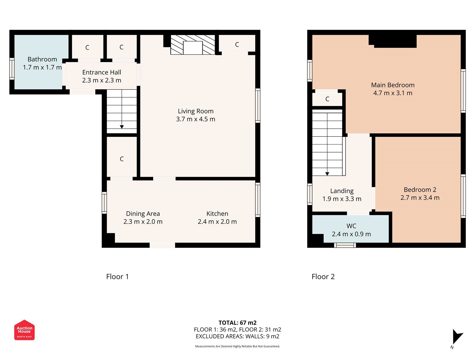 Floorplan of 2 bedroom Semi Detached House for sale, Ruskin Road, Swalwell, NE16