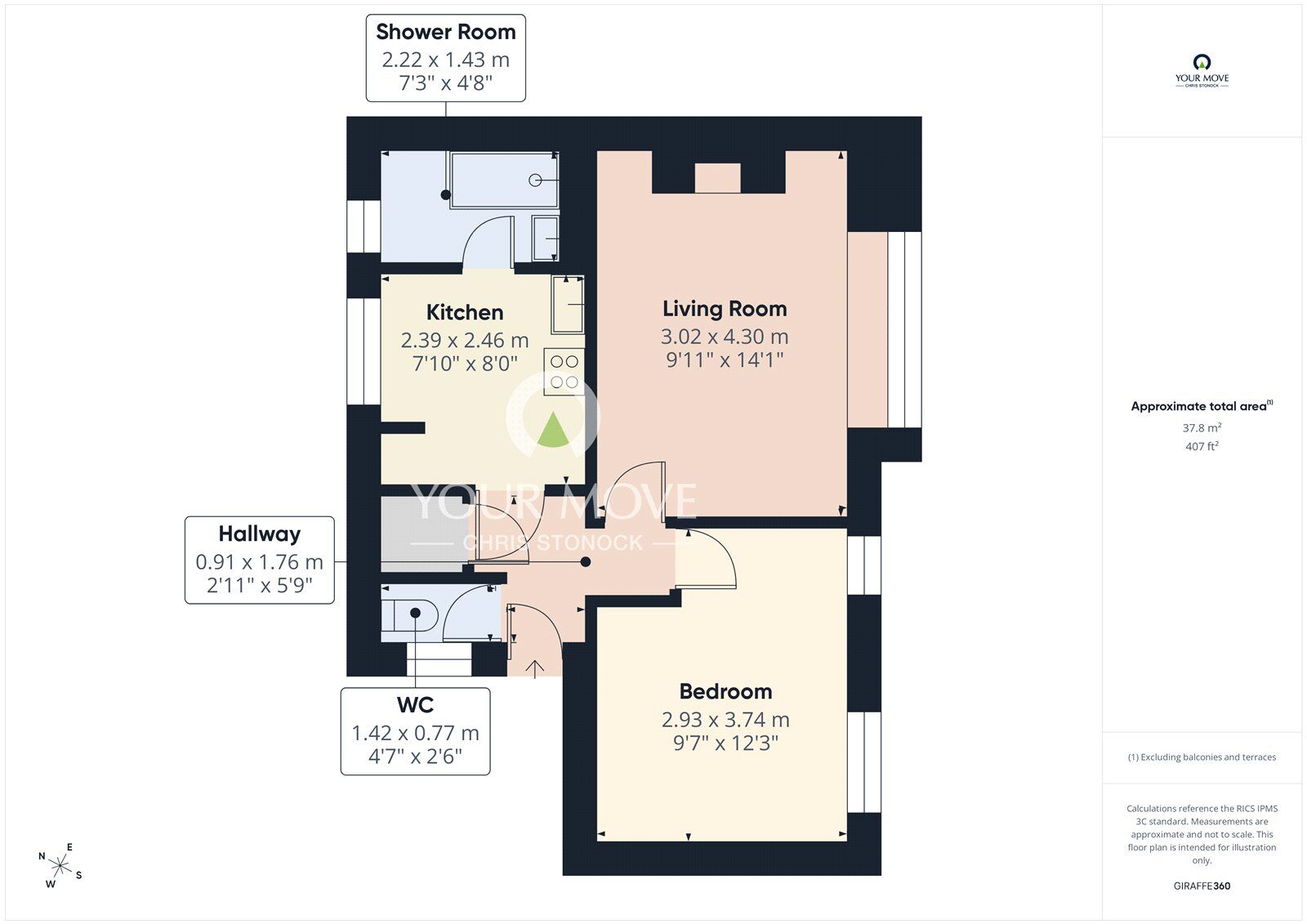 Floorplan of 1 bedroom Flat to rent, Wordsworth Avenue, Whickham, Tyne and Wear, NE16