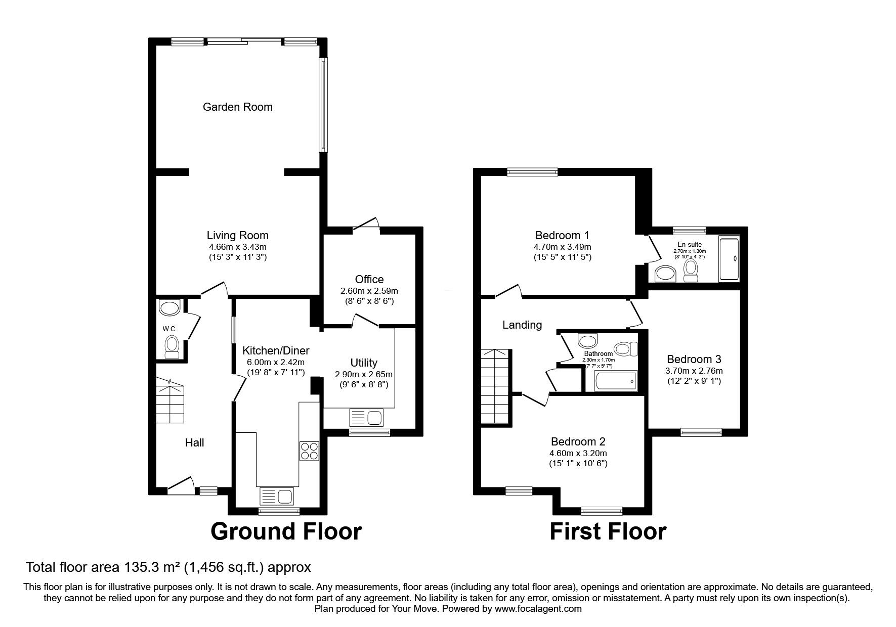 Floorplan of 3 bedroom Detached House for sale, Scholars Close, Marley Hill, Newcastle upon Tyne, NE16