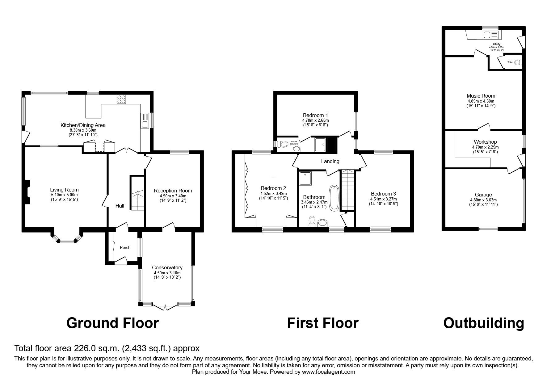 Floorplan of 3 bedroom Detached House for sale, Fellside Road, Whickham, NE16