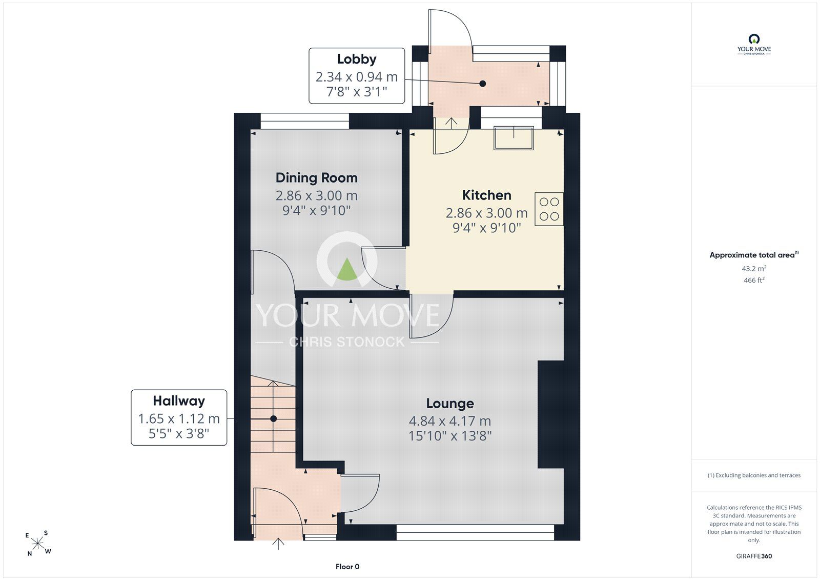 Floorplan of 3 bedroom End Terrace House to rent, Fellside Court, Whickham, Newcastle upon Tyne, NE16