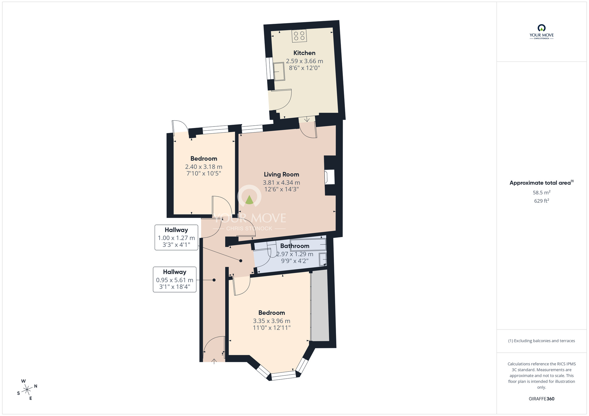 Floorplan of 2 bedroom Flat to rent, Dunston Road, Dunston, Gateshead, NE11