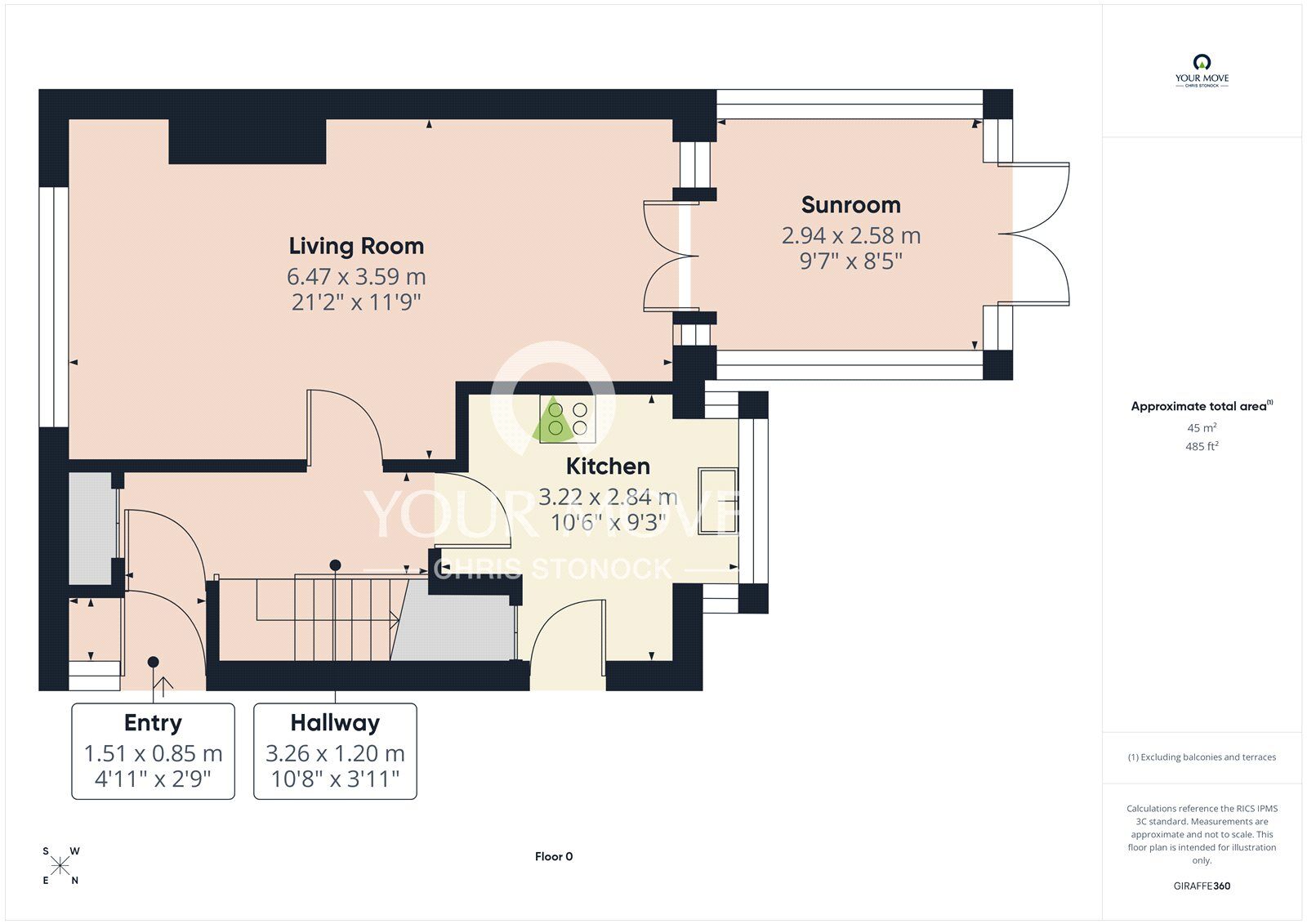 Floorplan of 3 bedroom Link Detached House for sale, Birchwood Avenue, Grange Estate, Whickham, NE16