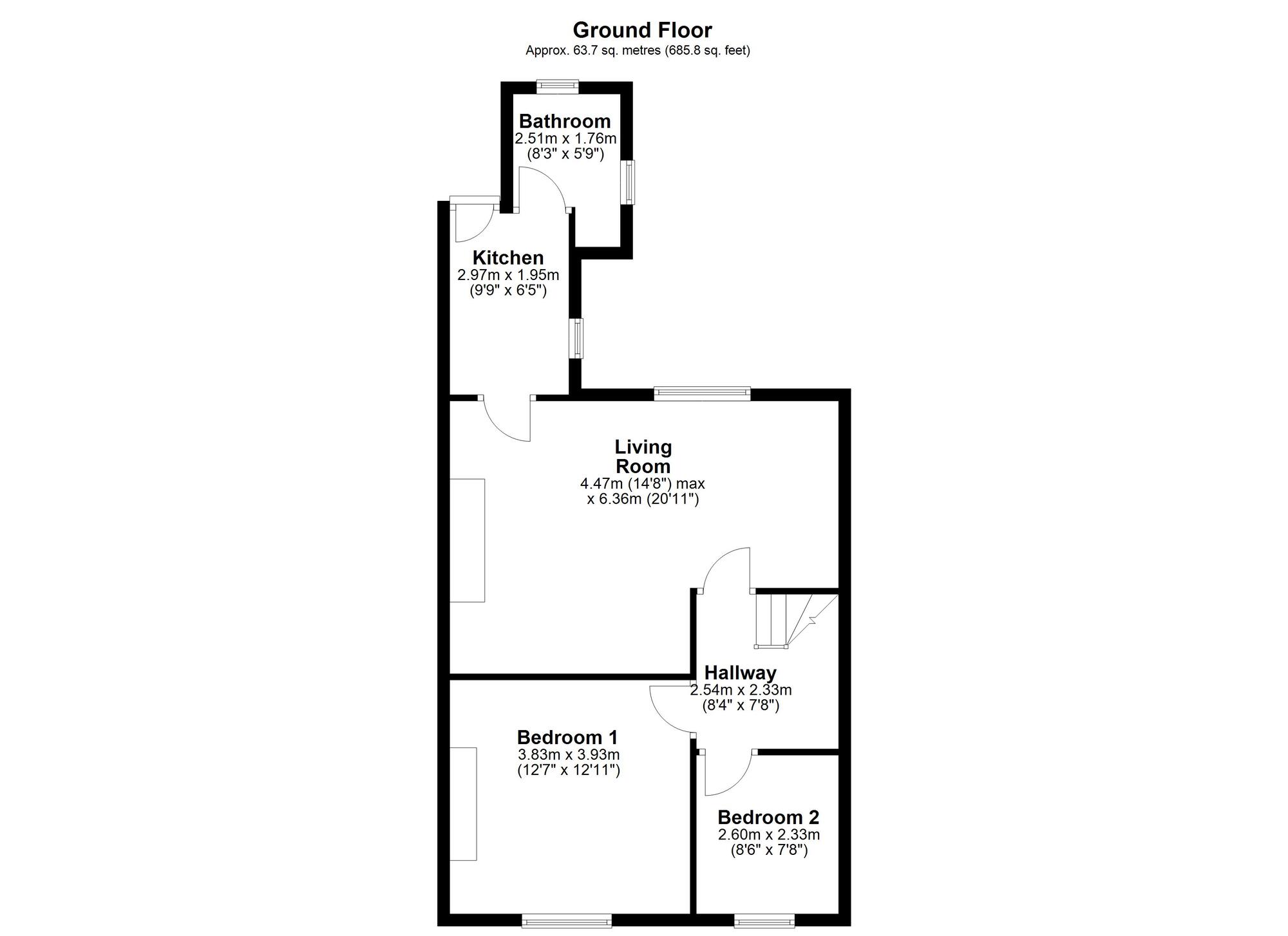 Floorplan of 2 bedroom  Flat for sale, Axwell Terrace, Swalwell, NE16