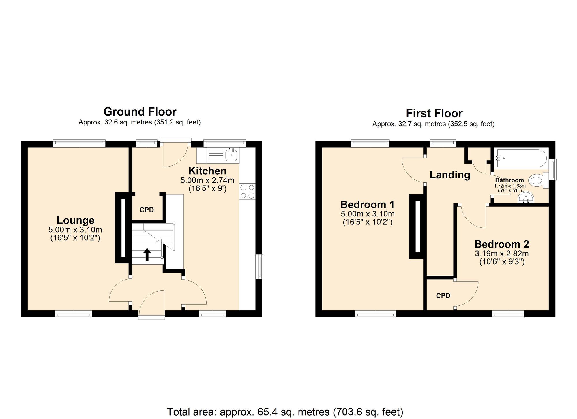 Floorplan of 2 bedroom Semi Detached House for sale, Wordsworth Avenue, Whickham, NE16