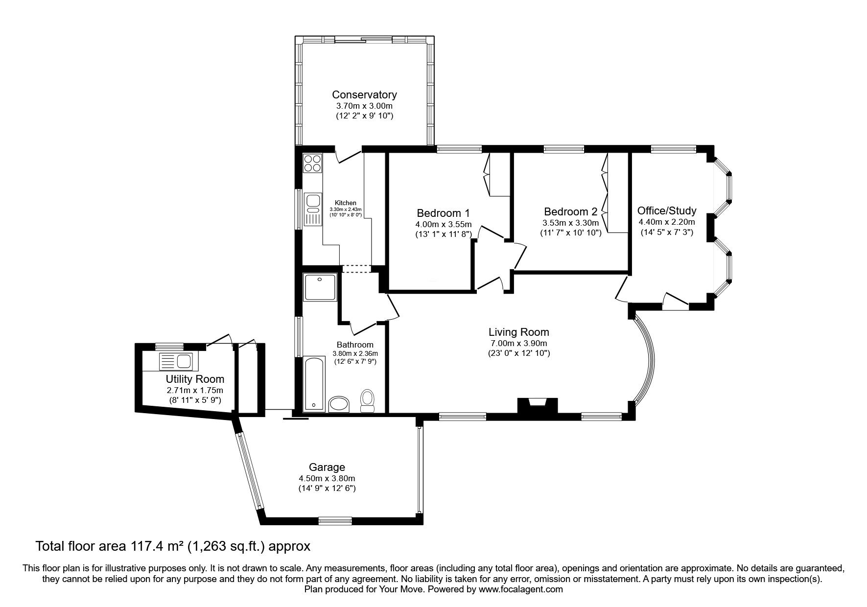 Floorplan of 2 bedroom Detached Bungalow for sale, Pennyfine Road, Sunniside, NE16