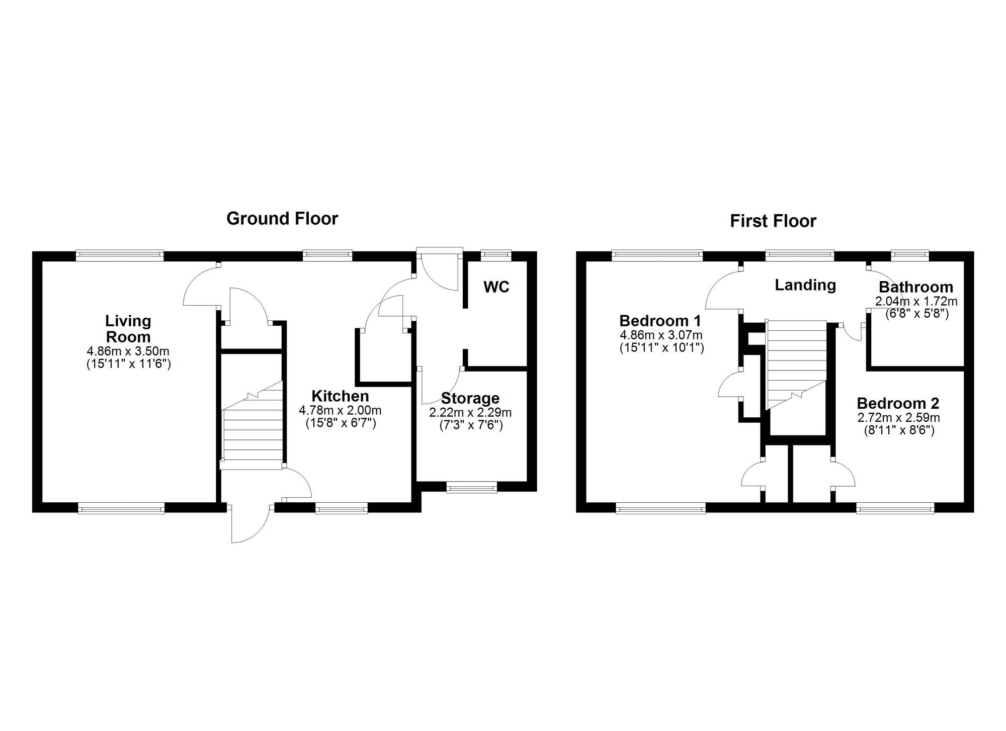 Floorplan of 2 bedroom End Terrace House for sale, Longridge, Winlaton, Blaydon-On-Tyne, NE21