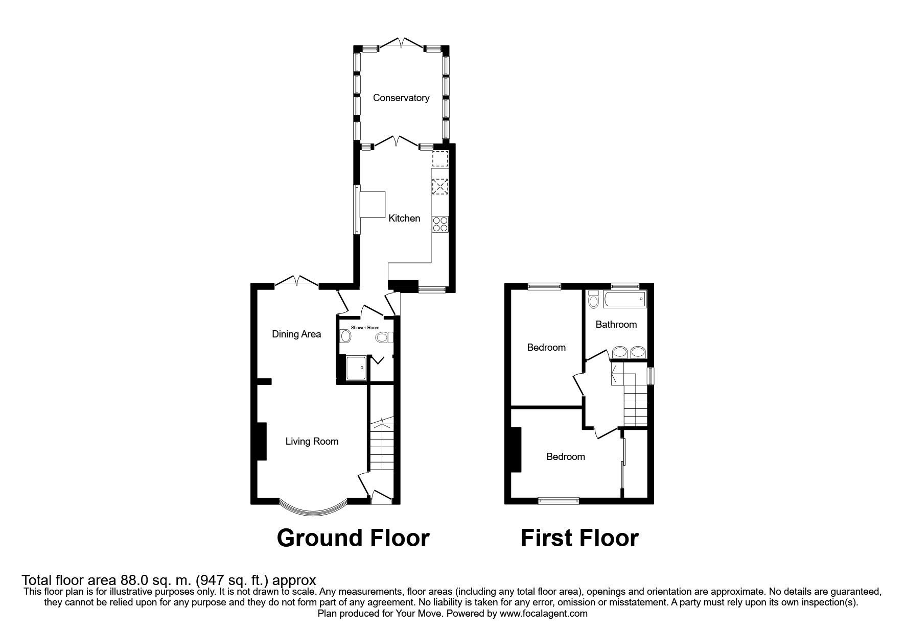 Floorplan of 2 bedroom Semi Detached House for sale, Pennyfine Road, Sunniside, NE16