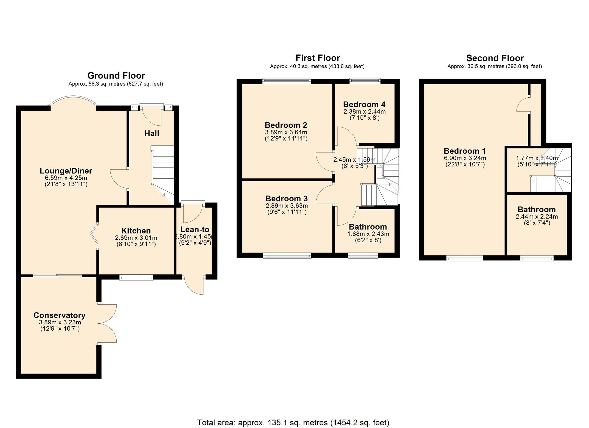 Floorplan of 4 bedroom Semi Detached House for sale, Oaklands, Swalwell, NE16