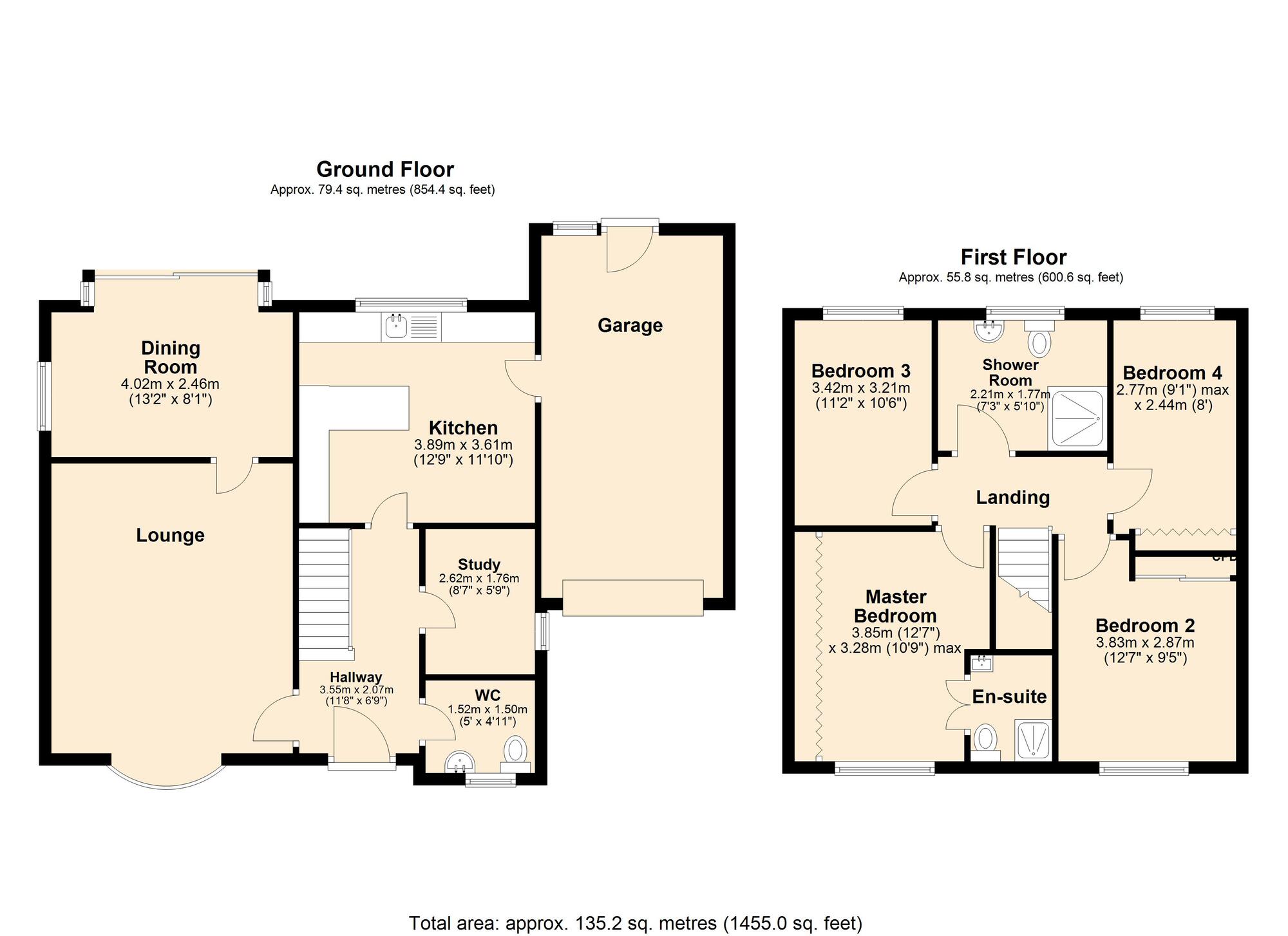 Floorplan of 4 bedroom Detached House to rent, The Cedars, Cedars Estate, Whickham, NE16