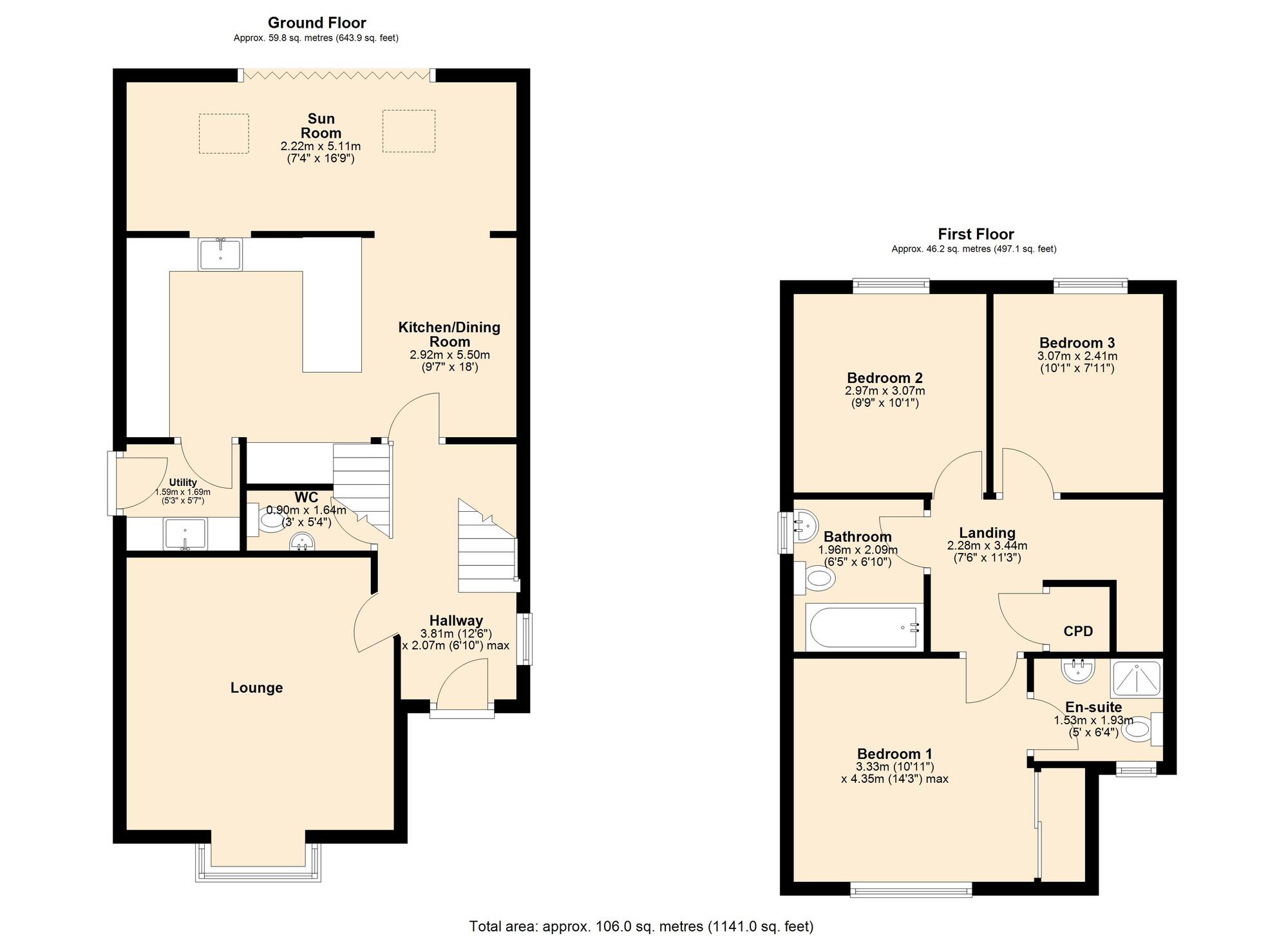 Floorplan of 3 bedroom Detached House for sale, Klondyke Walk, Stella, Ryton, NE21