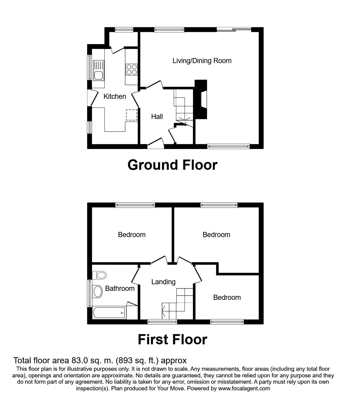 Floorplan of 3 bedroom Semi Detached House for sale, Scafell Gardens, Lobley Hill, Gateshead, NE11