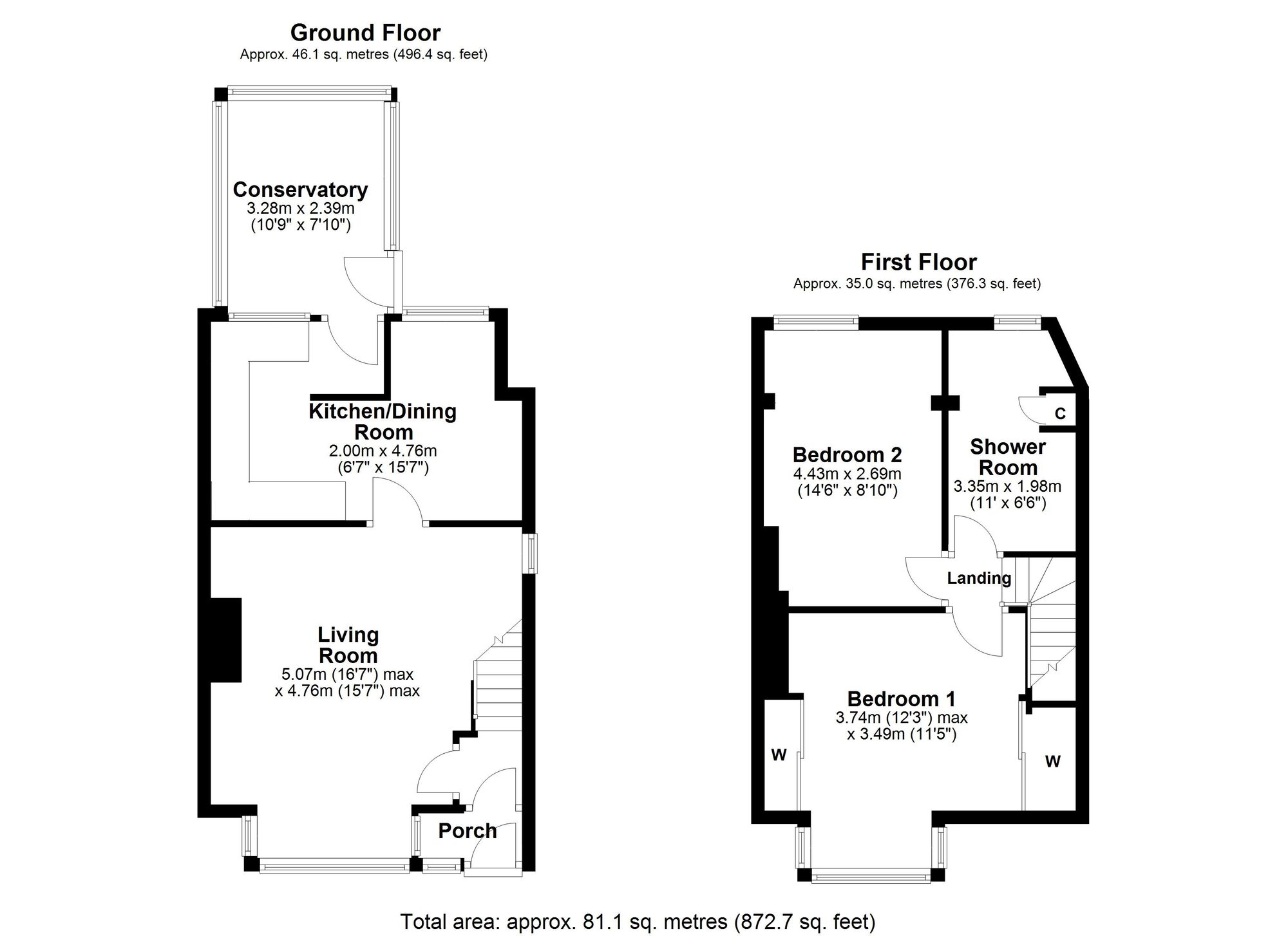 Floorplan of 2 bedroom Detached House for sale, Green Grove, Woodside, Tyne and Wear, NE40
