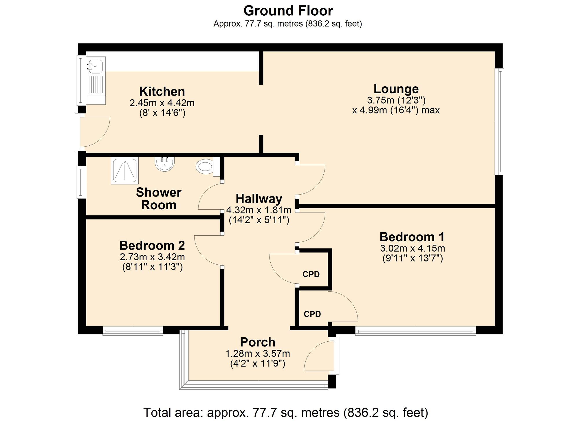 Floorplan of 2 bedroom Semi Detached Bungalow for sale, Beverley Drive, Winlaton, Blaydon, NE21