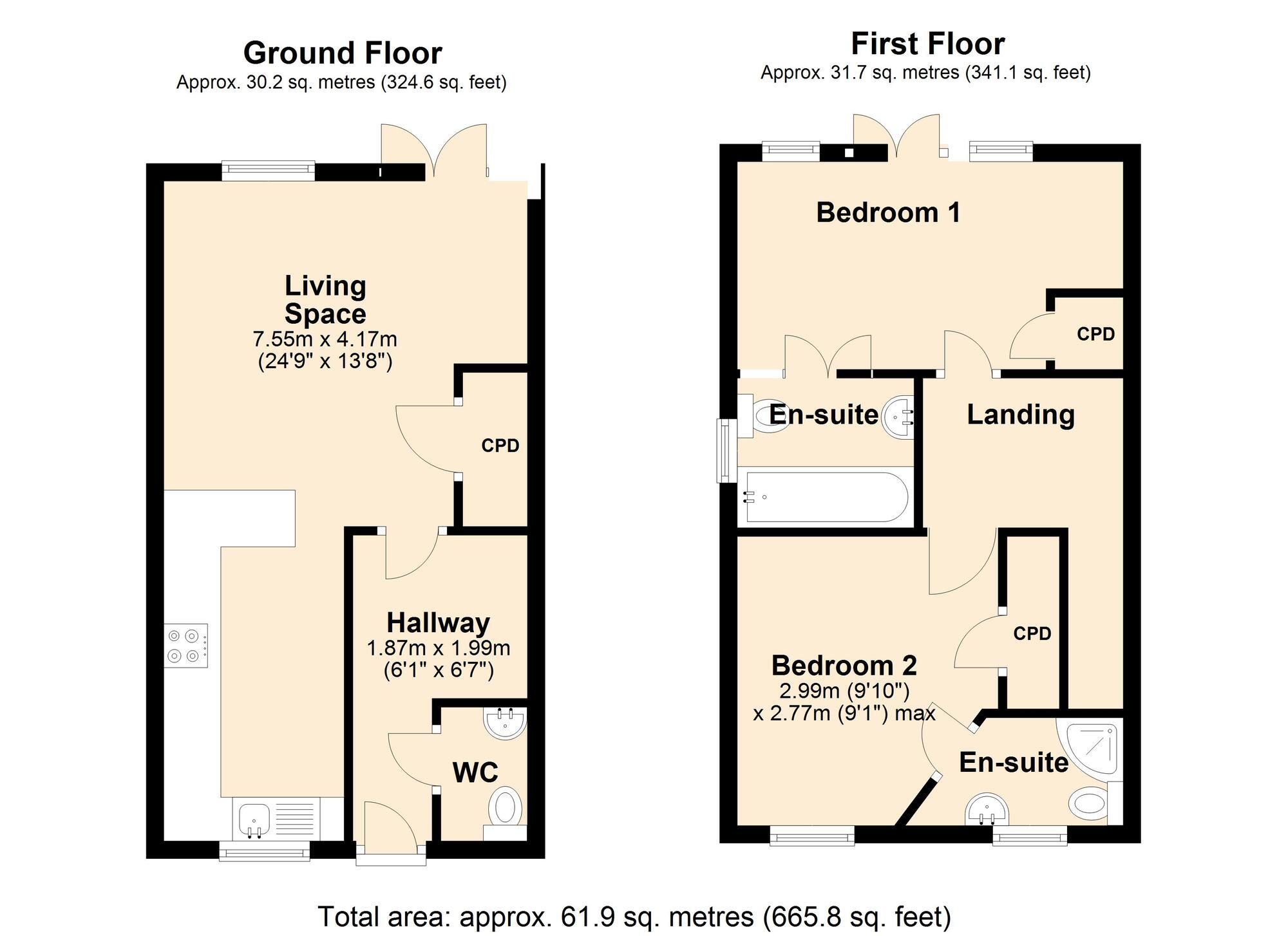Floorplan of 2 bedroom End Terrace House for sale, Betsey Place, Blaydon-on-Tyne, NE21