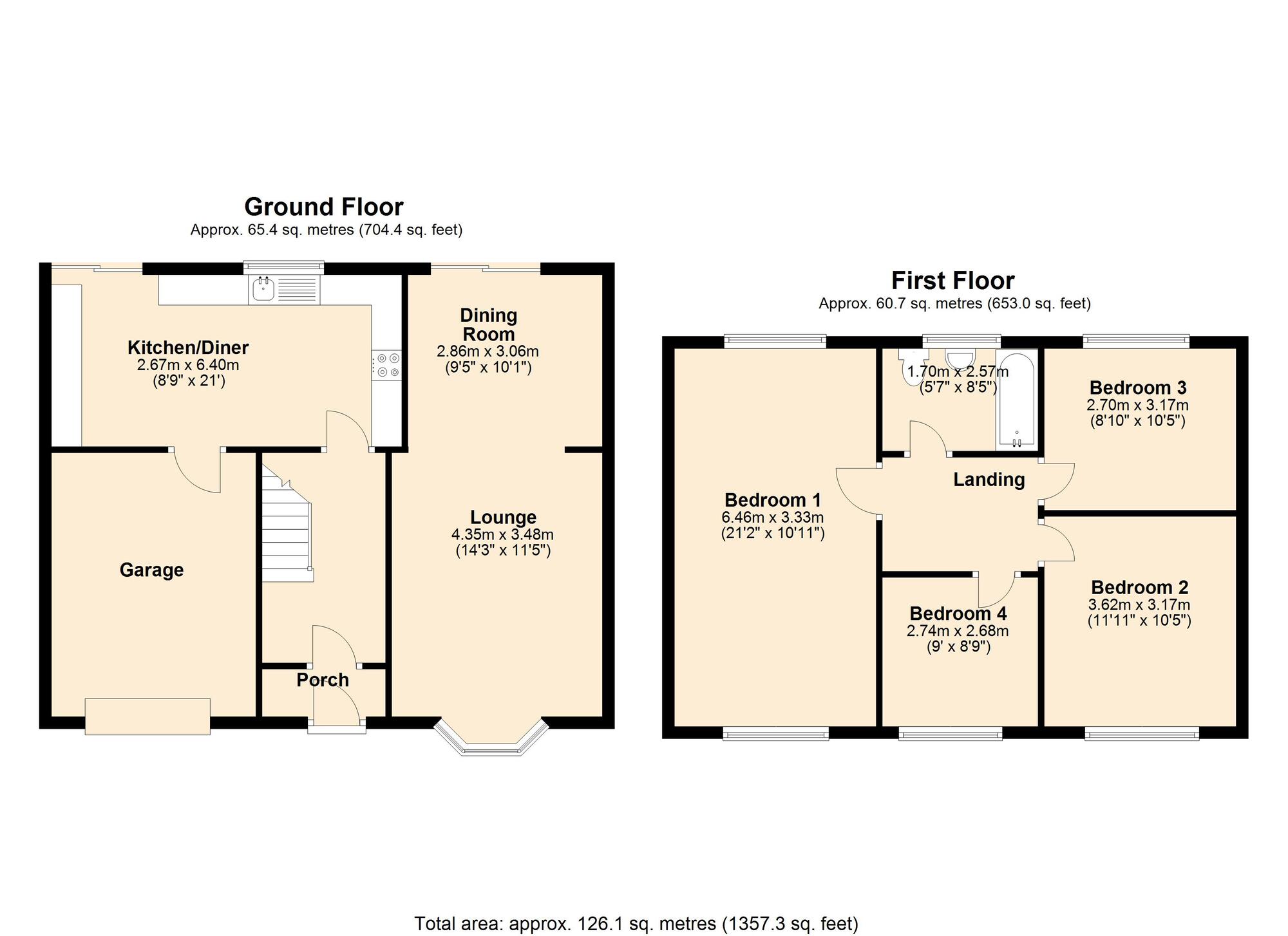 Floorplan of 4 bedroom Semi Detached House for sale, Cromwell Court, Stella Park, Blaydon, NE21