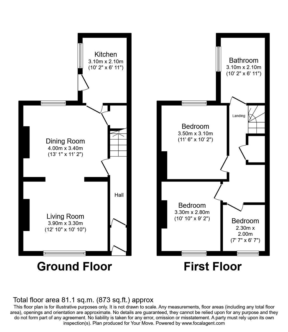 Floorplan of 3 bedroom Mid Terrace House for sale, Mary Street, Blaydon, NE21