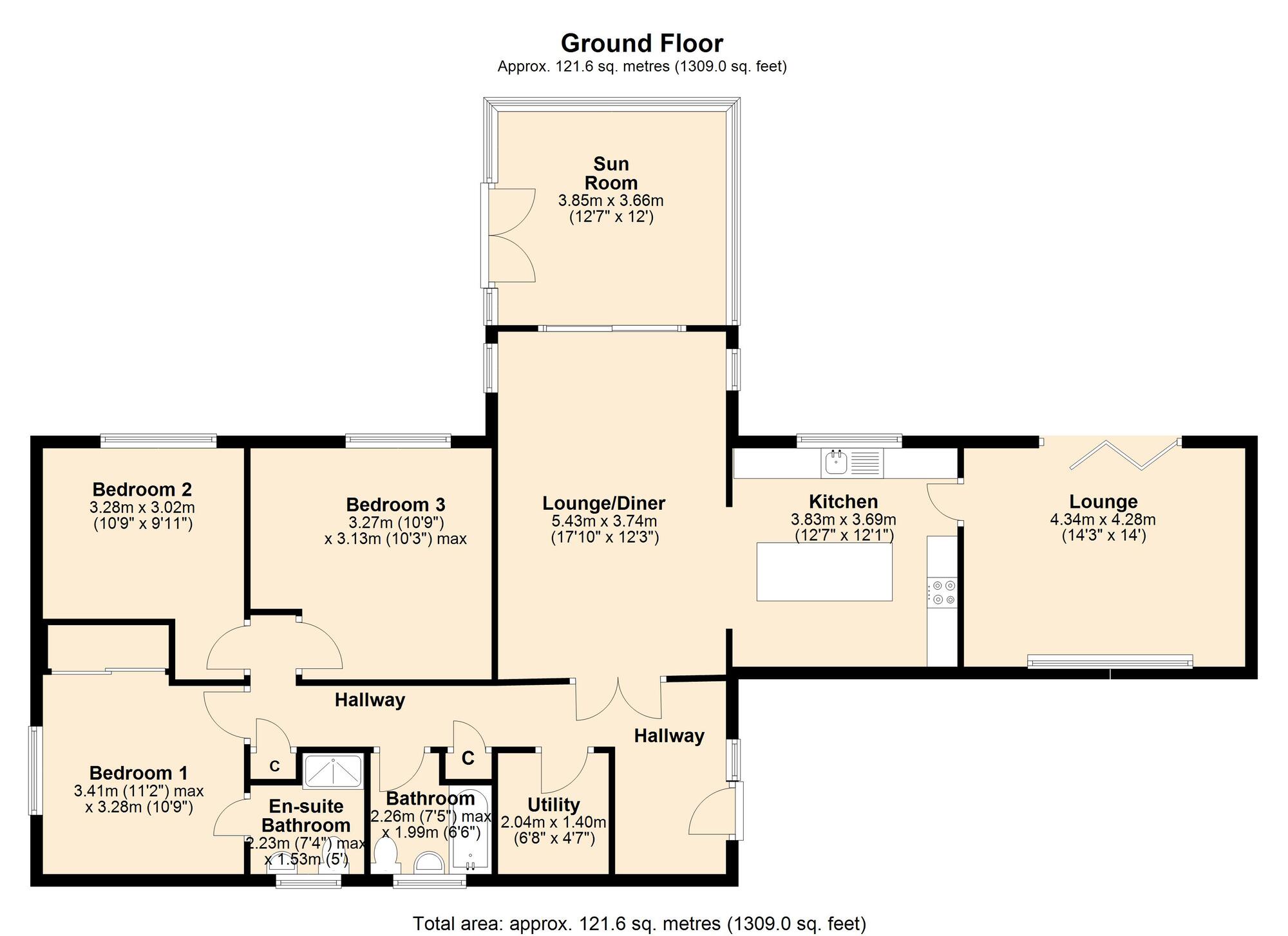 Floorplan of 3 bedroom Detached Bungalow for sale, Ashfield Park, Whickham, NE16