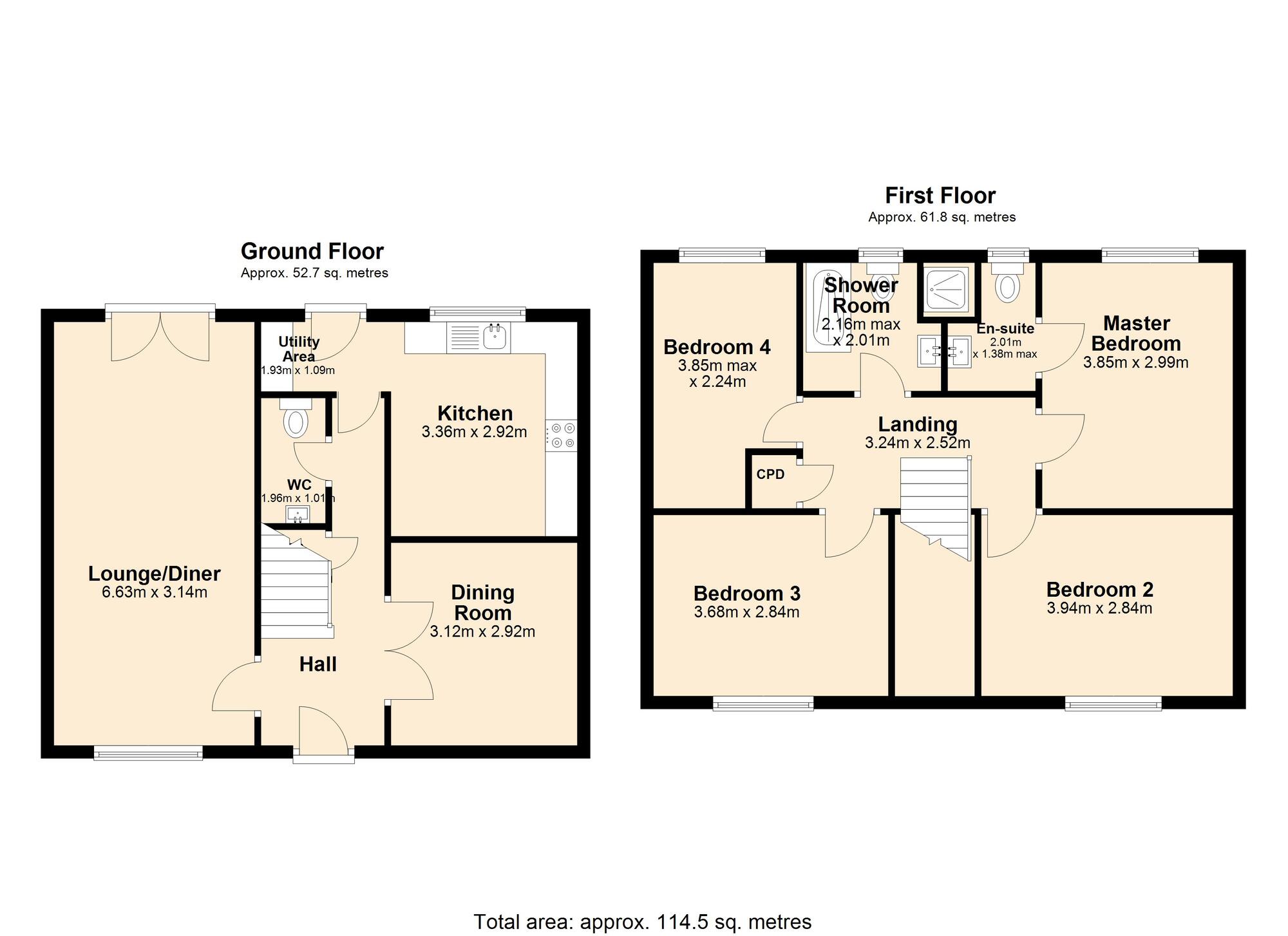 Floorplan of 4 bedroom Detached House for sale, Hadrian Drive, Stella Riverside, Blaydon, NE21