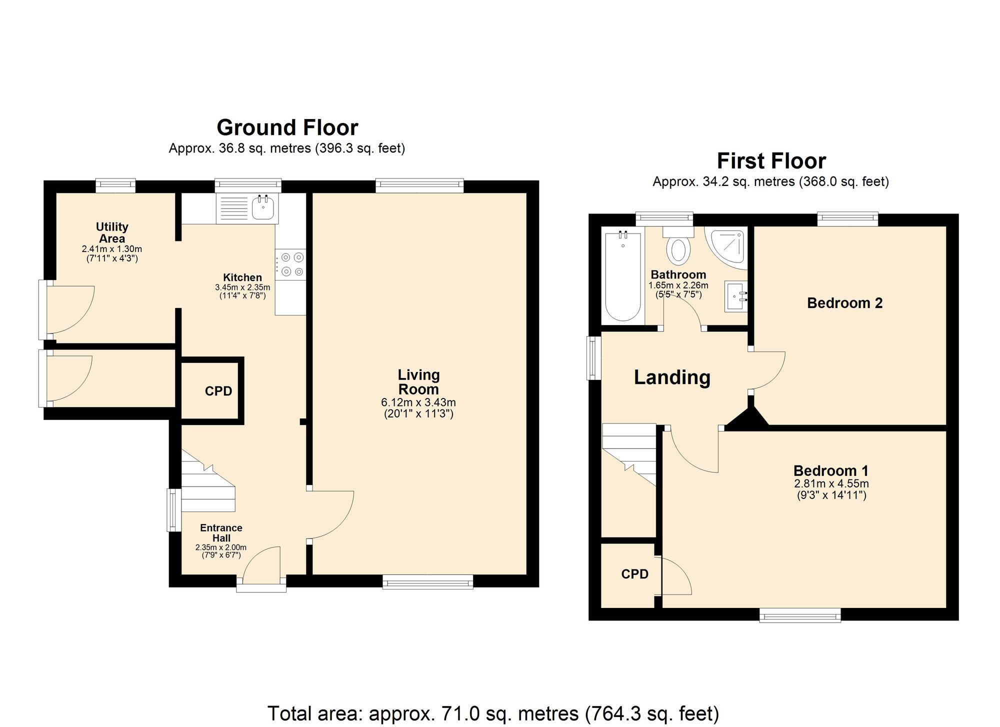 Floorplan of 2 bedroom Semi Detached House for sale, Graham Avenue, Whickham, NE16
