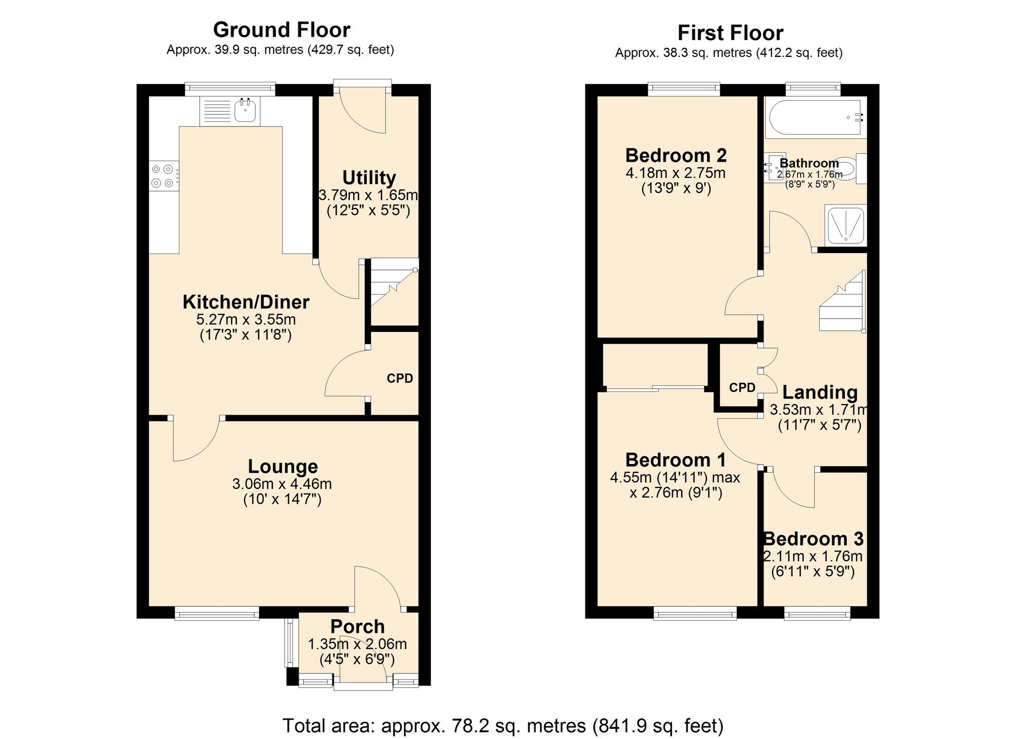 Floorplan of 3 bedroom Mid Terrace House for sale, Malton Green, Harlow Green, Gateshead, NE9