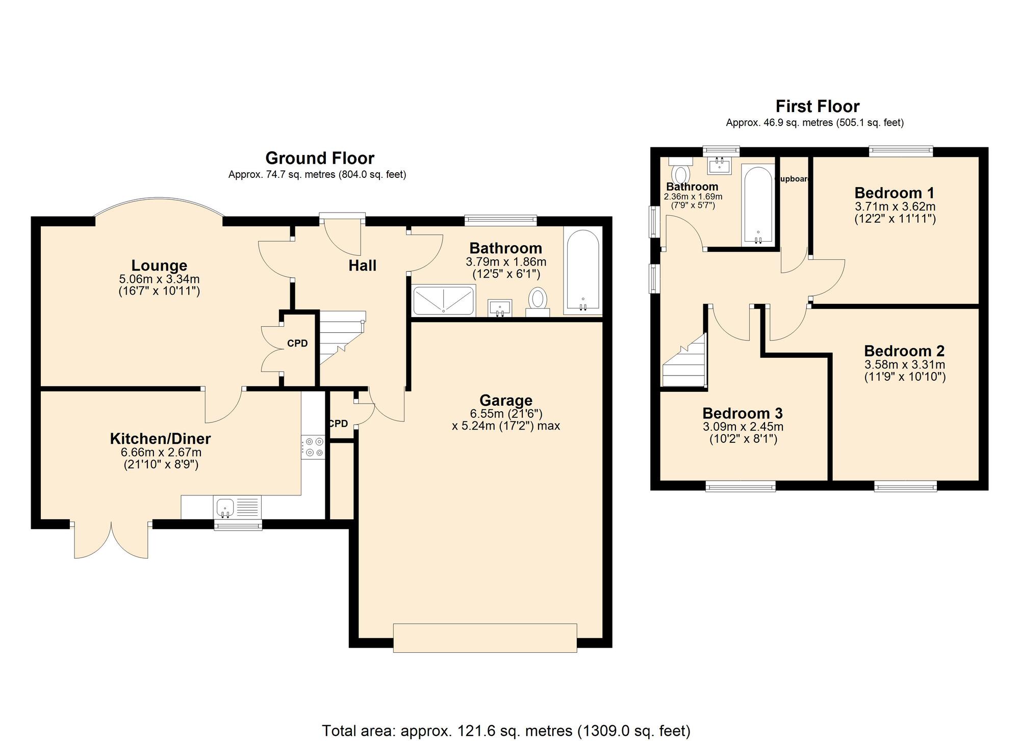 Floorplan of 3 bedroom Semi Detached House for sale, Kipling Avenue, Whickham, Newcastle upon Tyne, NE16