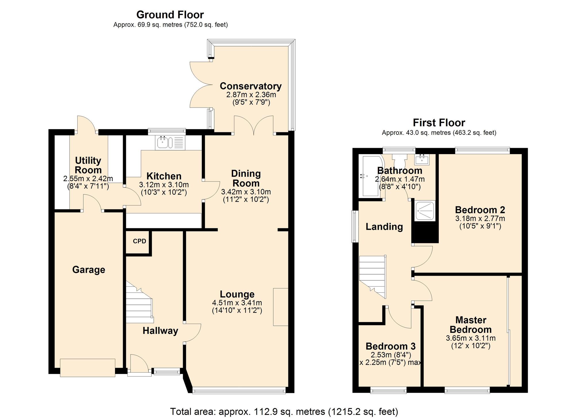 Floorplan of 3 bedroom Semi Detached House for sale, Cowan Close, Stella Park, Blaydon, NE21