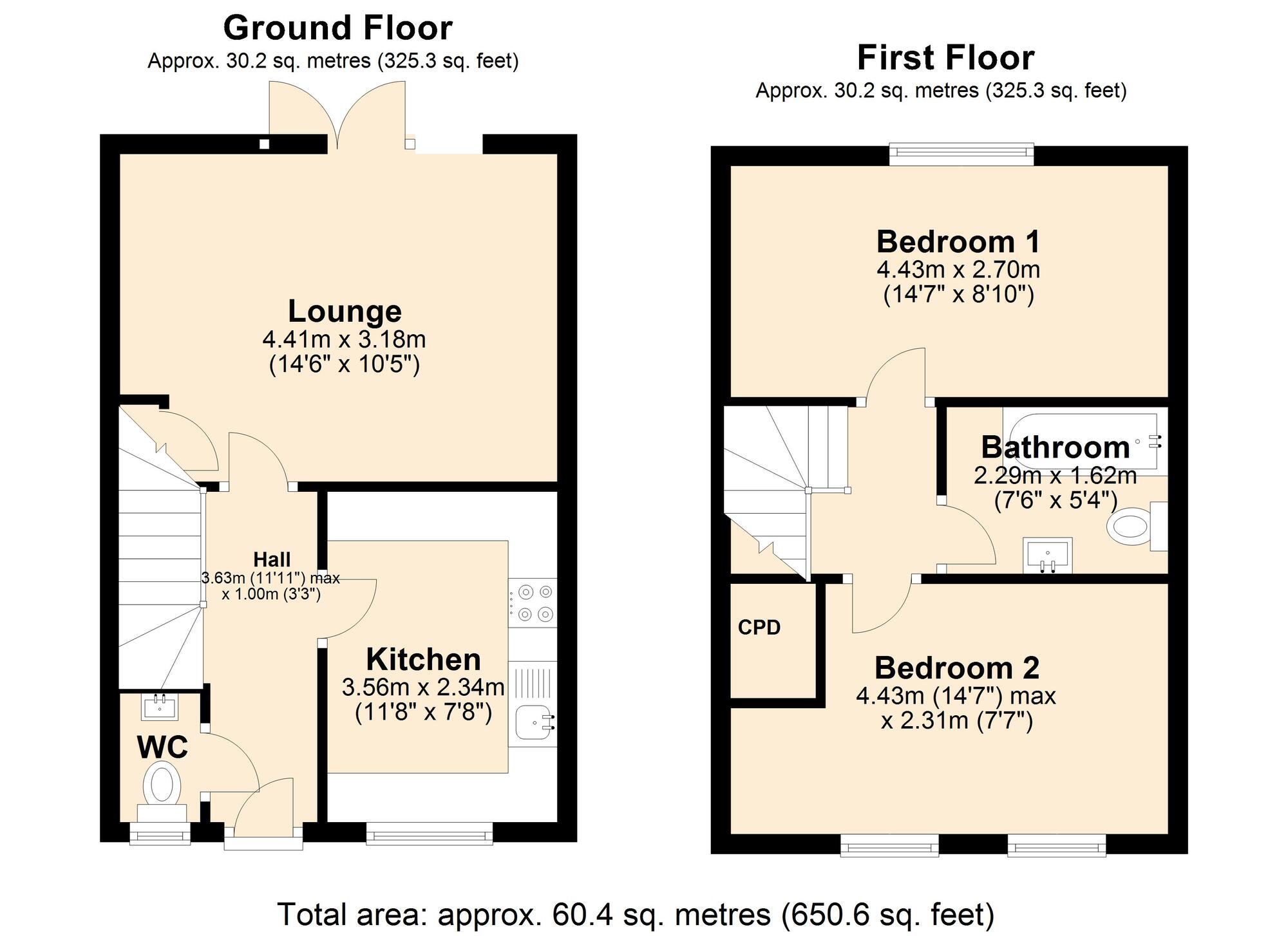 Floorplan of 2 bedroom Mid Terrace House for sale, Ravensworth Road, Dunston, Gateshead, NE11