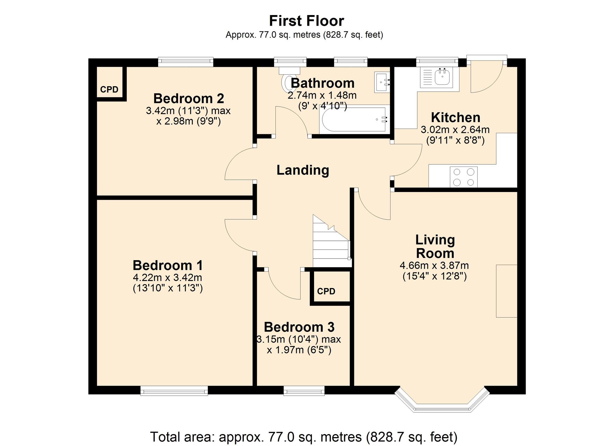 Floorplan of 3 bedroom  Flat to rent, Parsons Gardens, Dunston, Gateshead, NE11