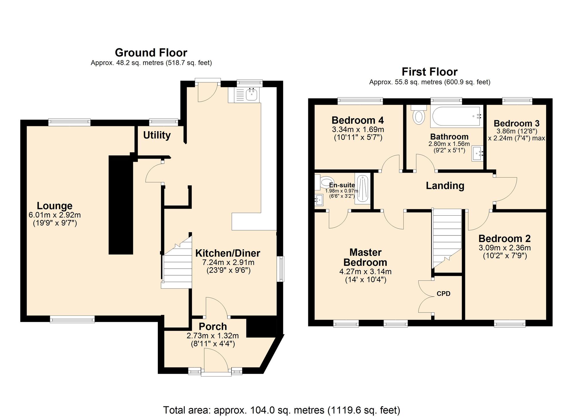 Floorplan of 4 bedroom Semi Detached House for sale, Crocus Close, Blaydon-on-Tyne, Tyne and Wear, NE21