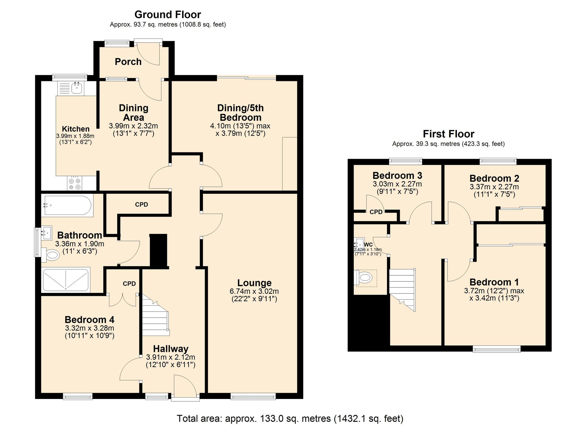 Floorplan of 4 bedroom Semi Detached Bungalow for sale, Cornmoor Road, Whickham, NE16