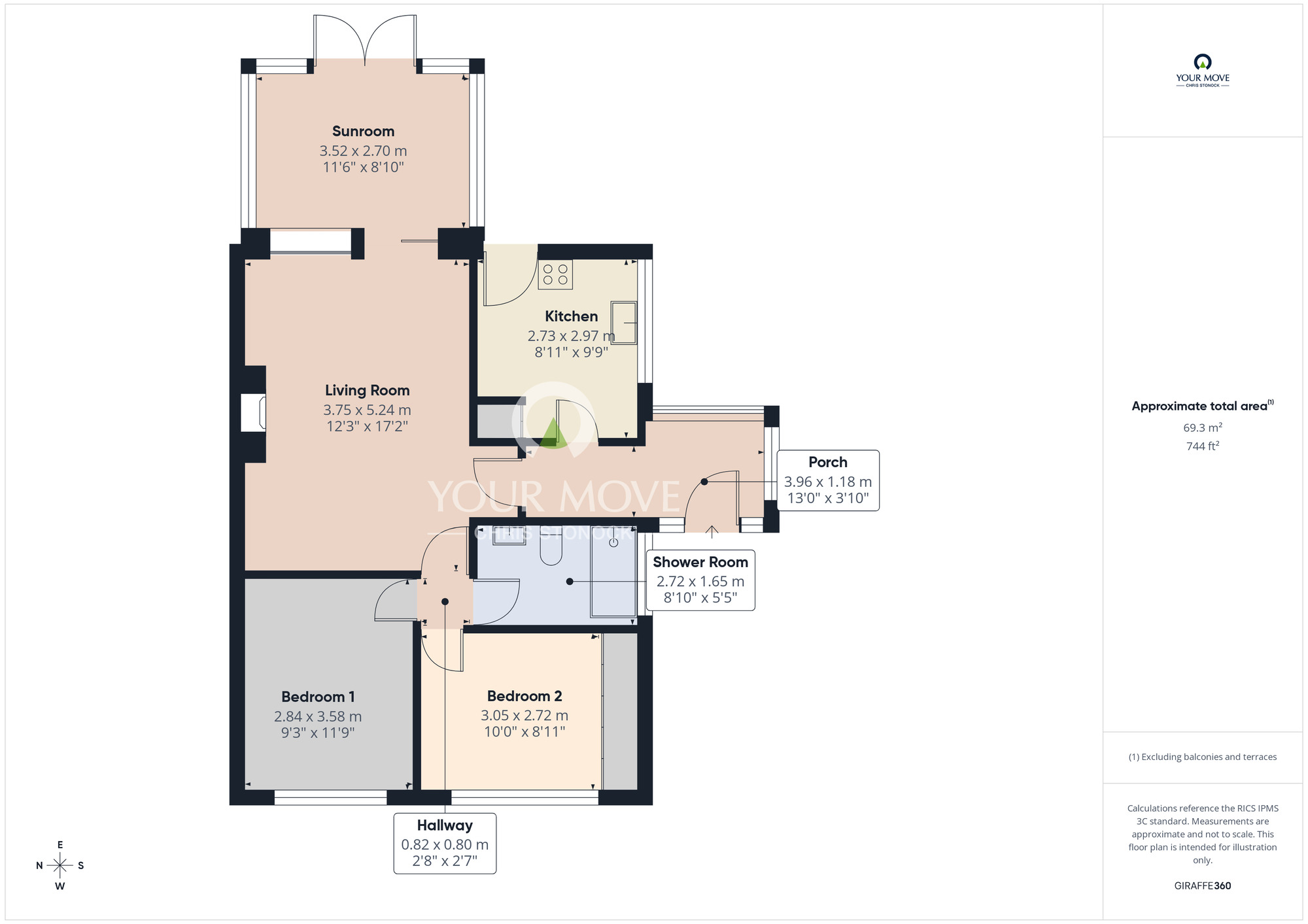 Floorplan of 2 bedroom Semi Detached Bungalow for sale, Park Lane, Winlaton, Blaydon, NE21