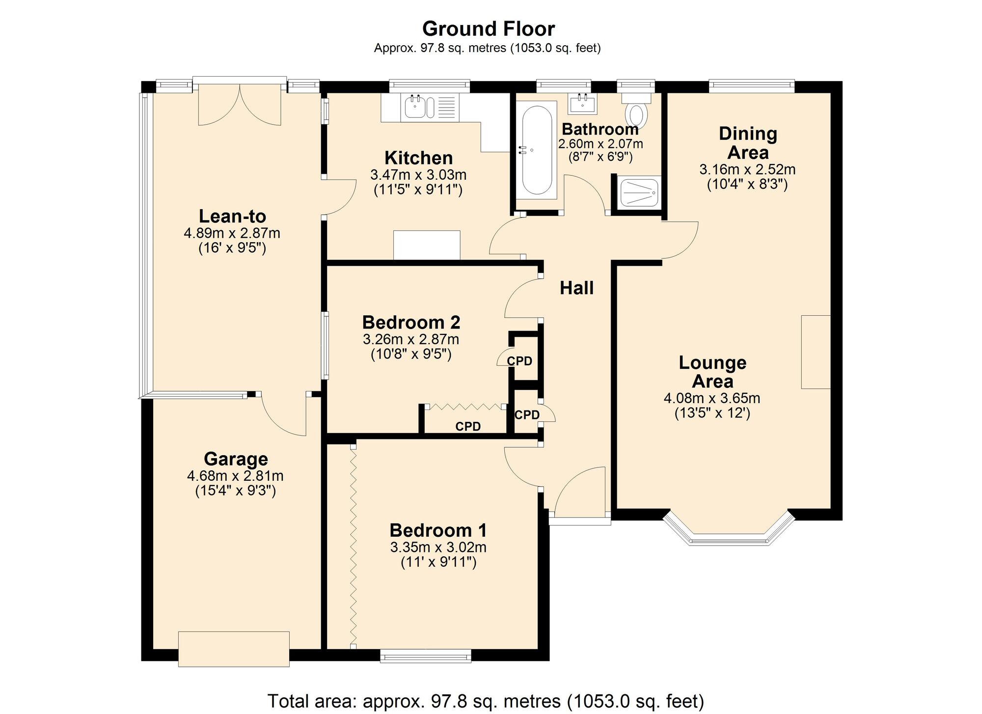 Floorplan of 2 bedroom Detached Bungalow for sale, Marlborough Avenue, Swalwell, Gateshead, NE16