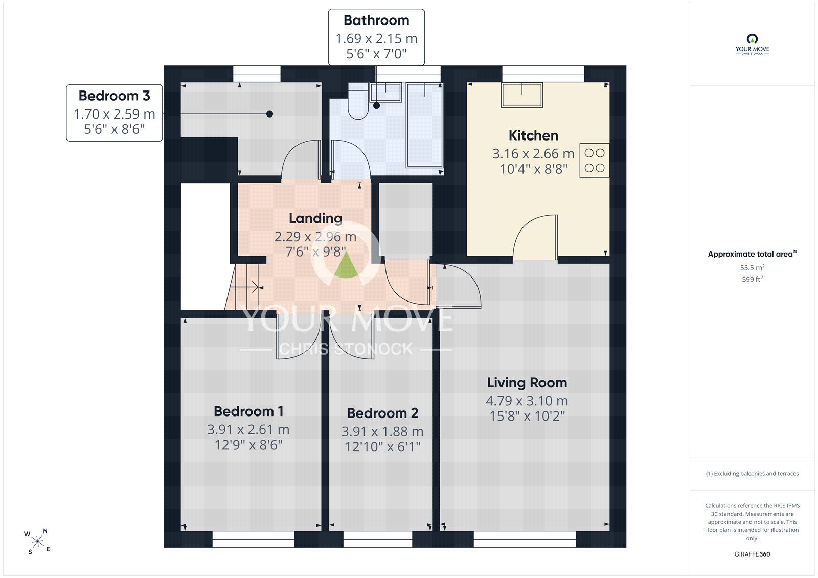 Floorplan of 3 bedroom Flat to rent, West Lea, Blaydon-On-Tyne, Tyne And Wear, NE21