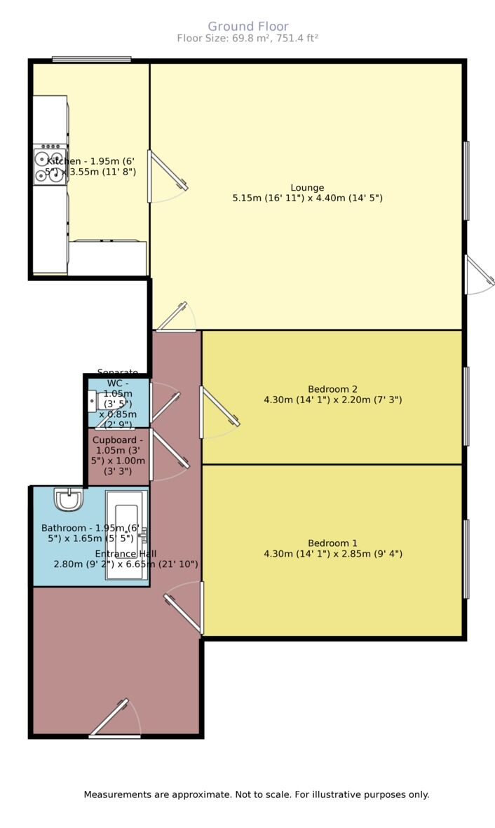 Floorplan of 2 bedroom  Flat to rent, St. Cecilias Okement Drive, Wolverhampton, WV11