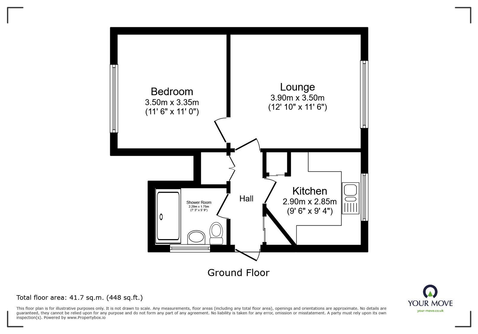 Floorplan of 1 bedroom Flat to rent, Millbank Street, Wolverhampton, WV11