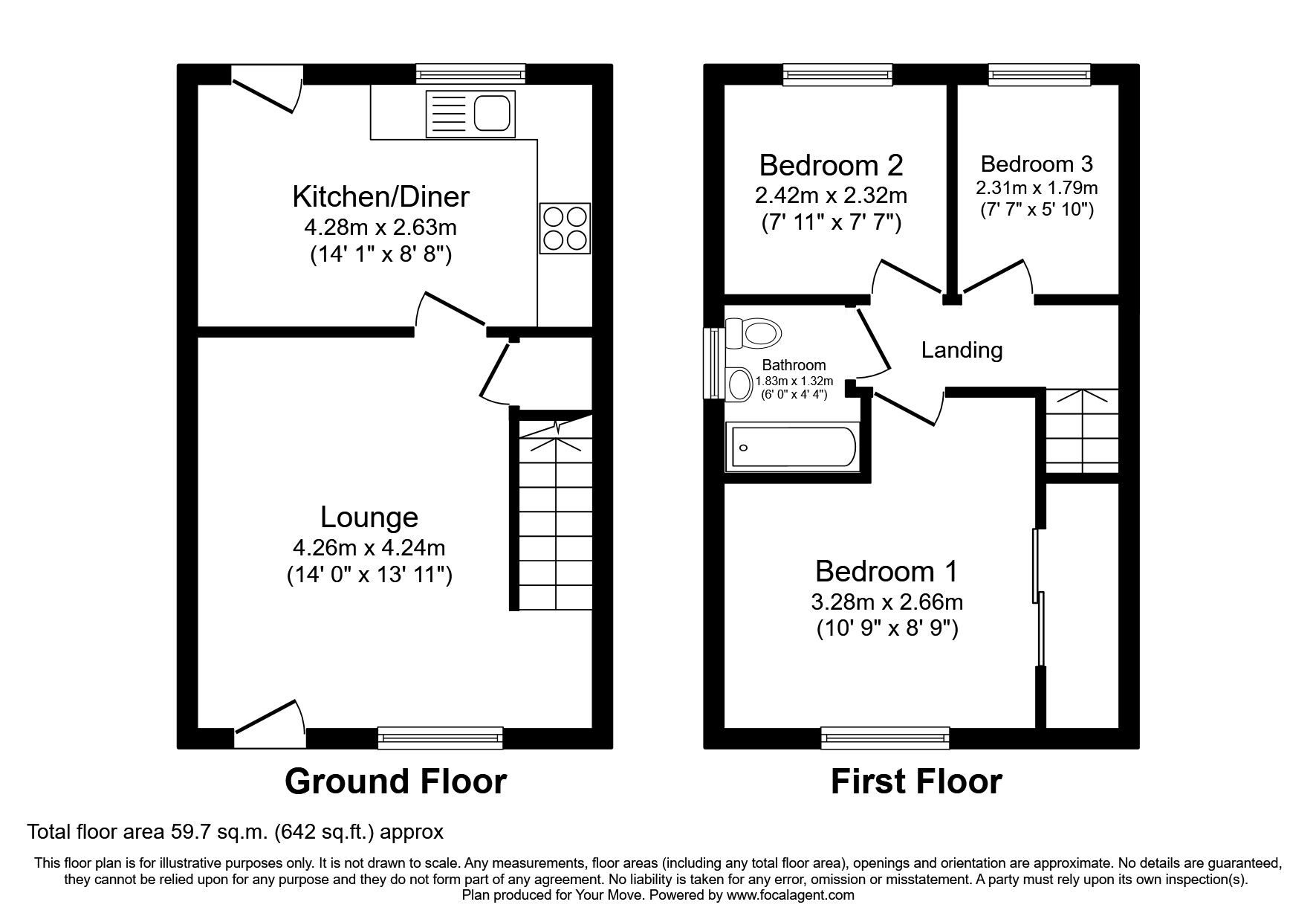 Floorplan of 3 bedroom Semi Detached House to rent, Coulter Grove, Perton, Staffordshire, WV6