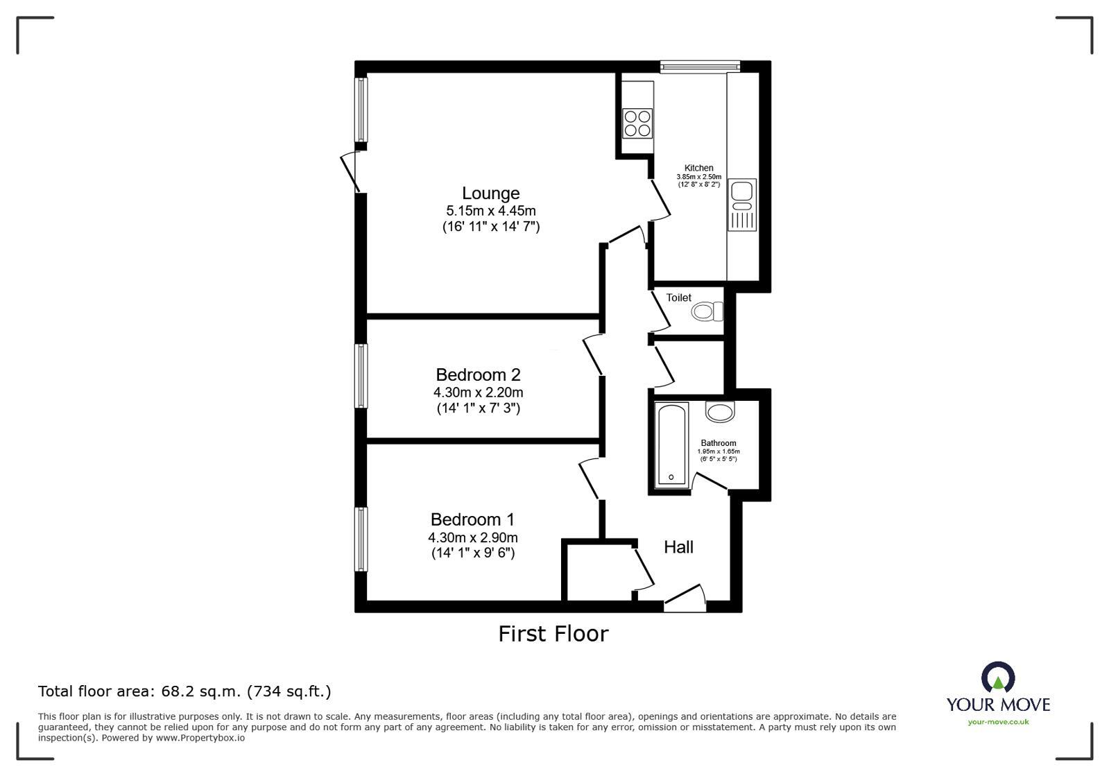 Floorplan of 2 bedroom Flat to rent, Okement Drive, Wolverhampton, West Midlands, WV11
