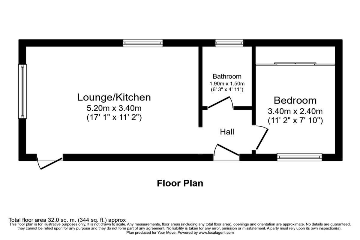 Floorplan of 1 bedroom Park Home Property to rent, Featherstone Park, New Road, Wolverhampton, WV10