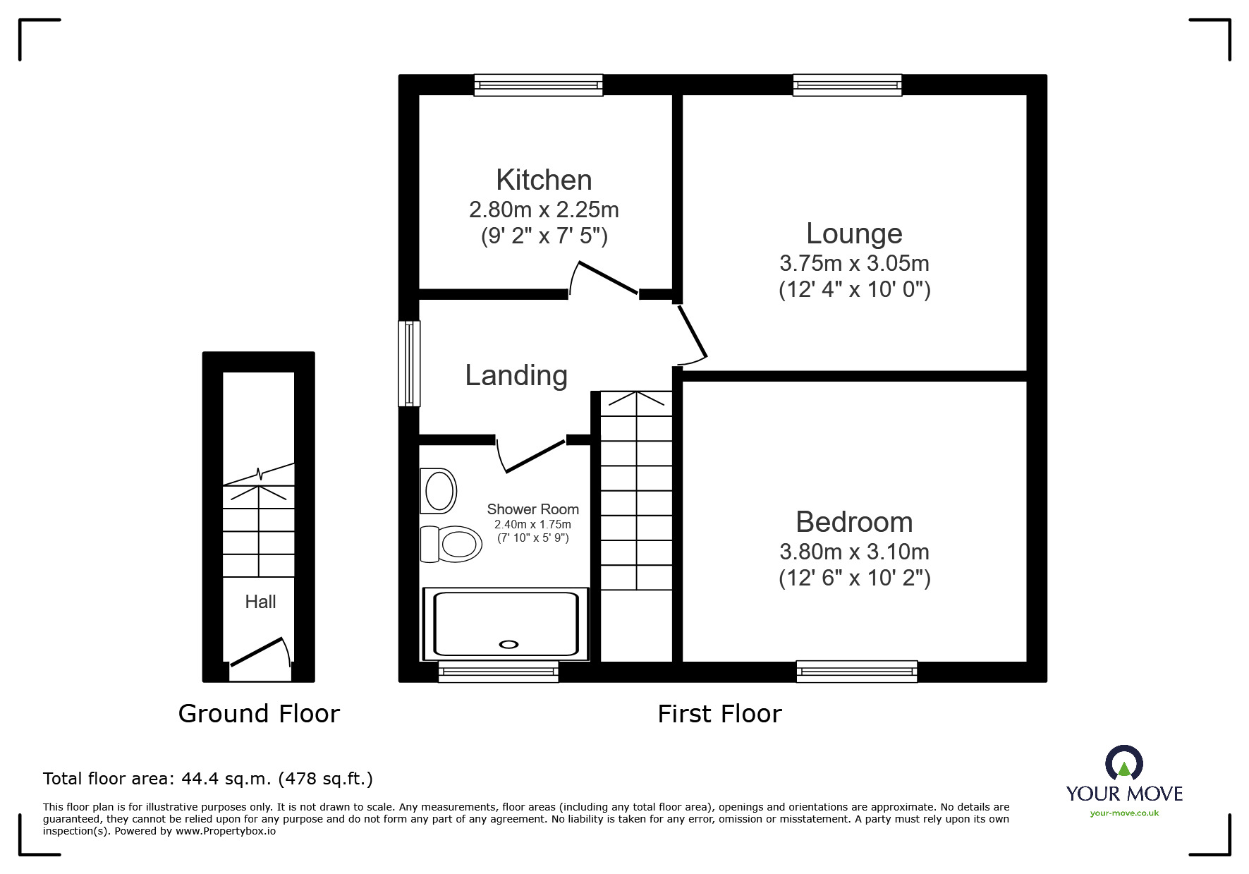 Floorplan of 1 bedroom Flat to rent, Griffiths Drive, Wolverhampton, West Midlands, WV11