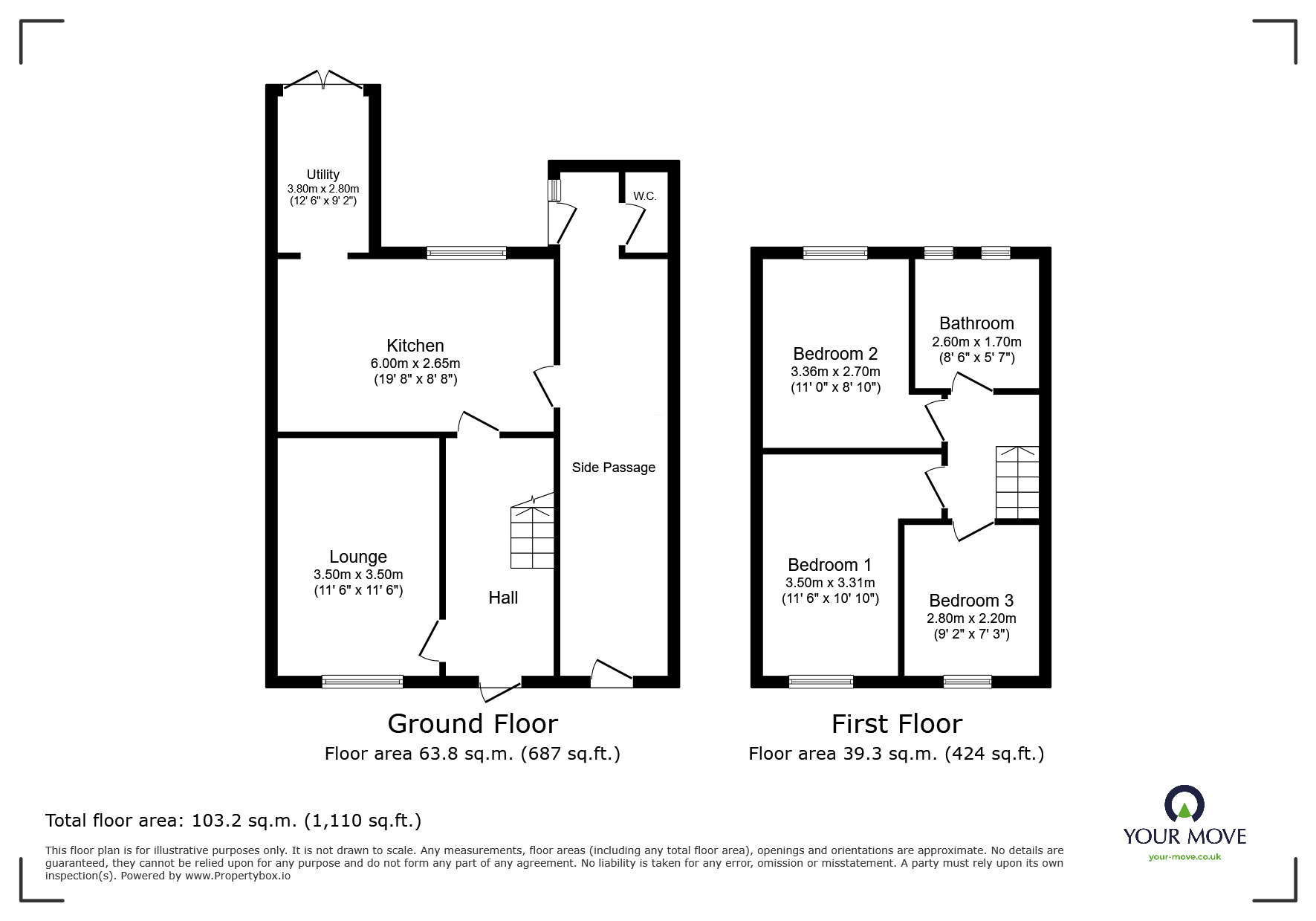 Floorplan of 3 bedroom Semi Detached House for sale, Meadow Lane, Willenhall, West Midlands, WV12