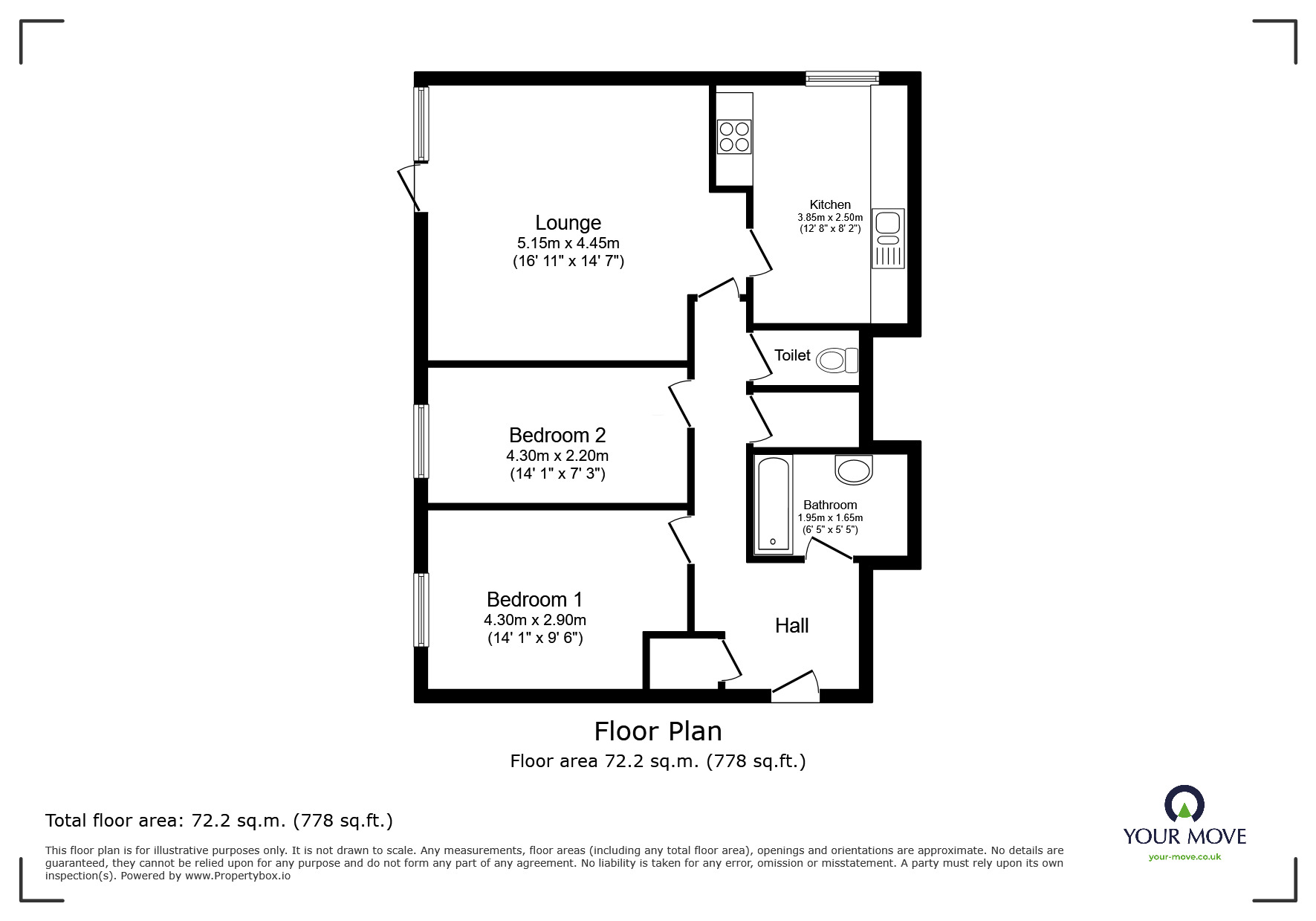 Floorplan of 2 bedroom  Flat for sale, Okement Drive, Wolverhampton, West Midlands, WV11