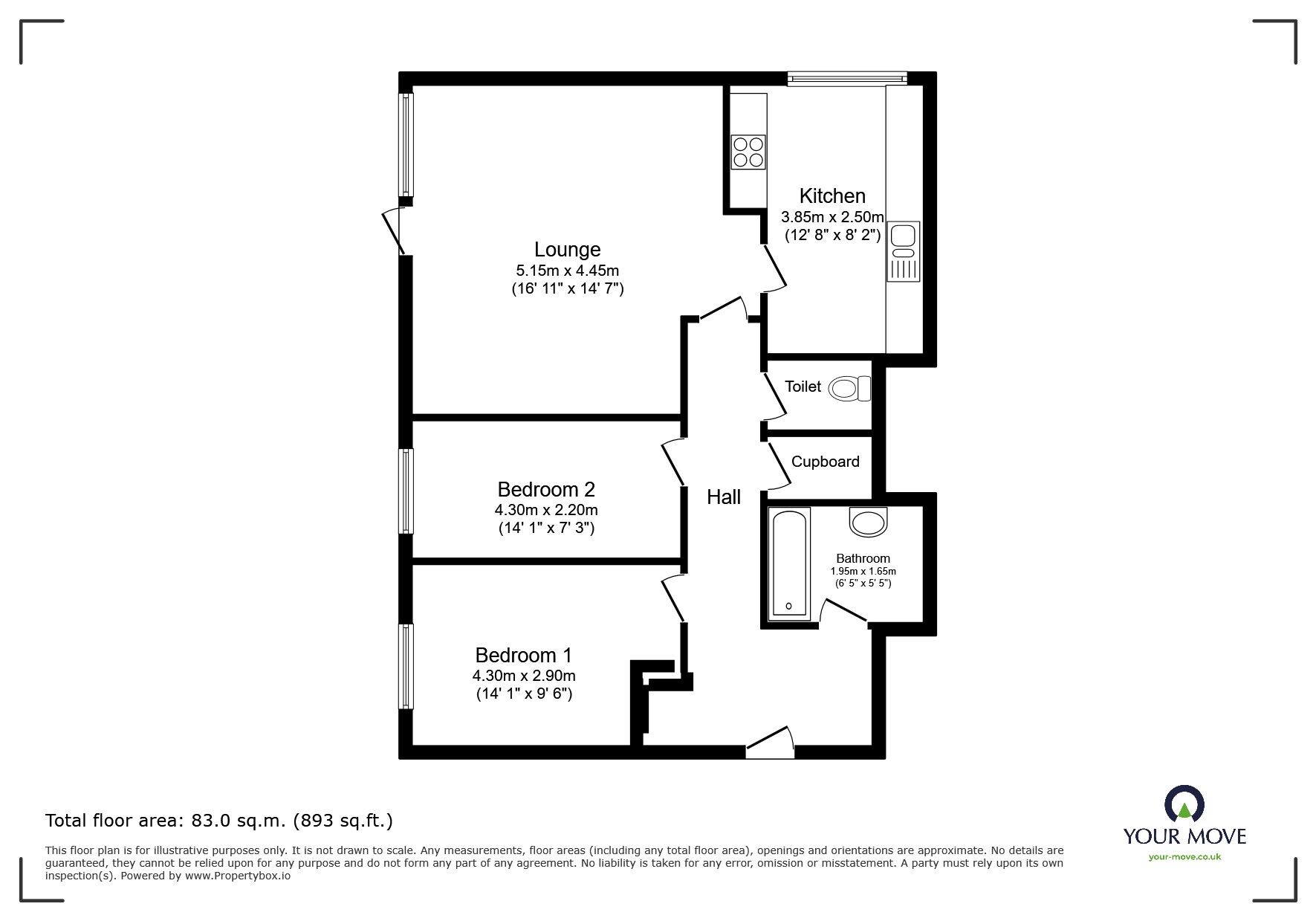Floorplan of 2 bedroom  Flat for sale, Okement Drive, Wolverhampton, West Midlands, WV11